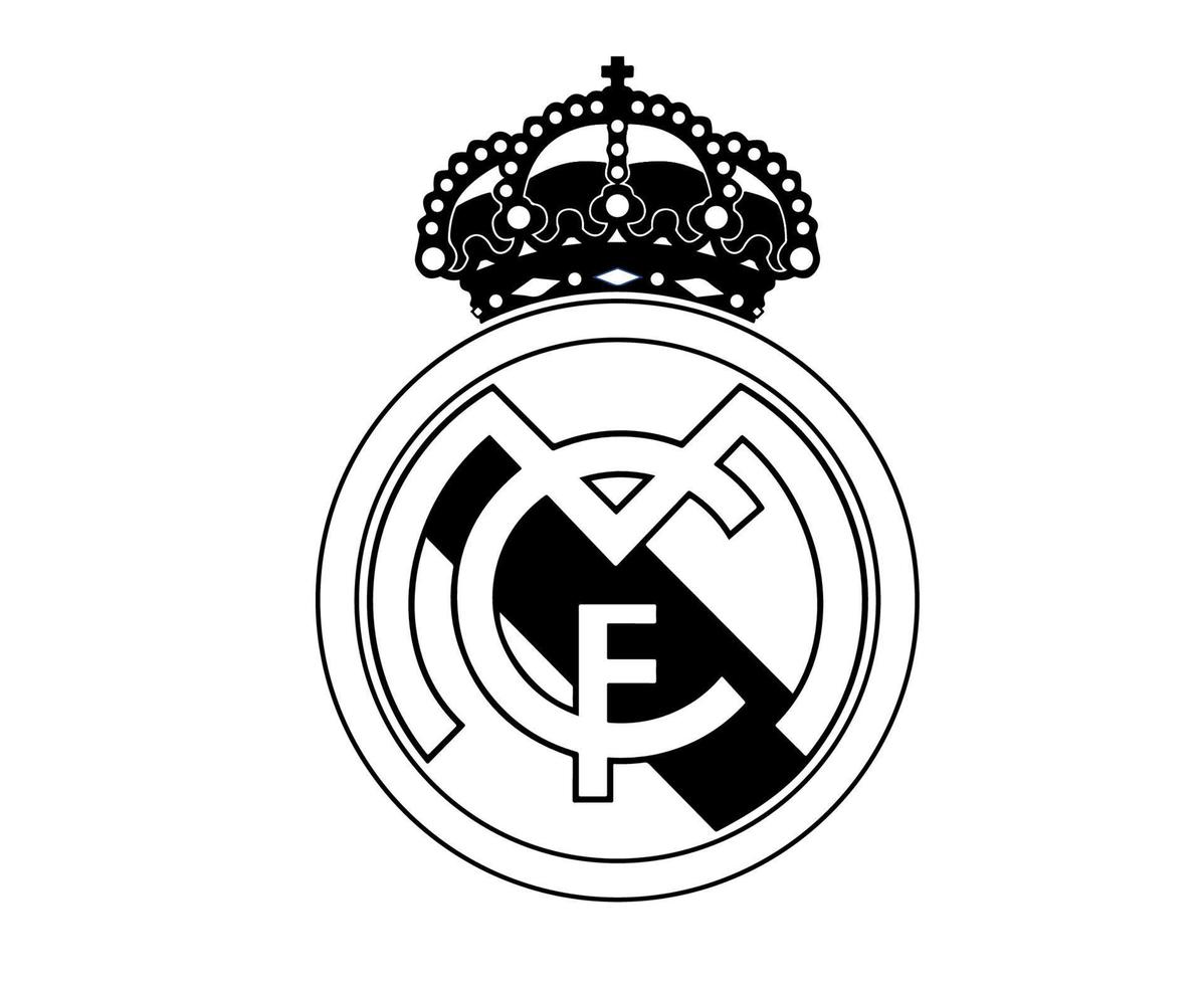 símbolo del logotipo del real madrid diseño en blanco y negro vector de fútbol de españa ilustración de equipos de fútbol de países europeos