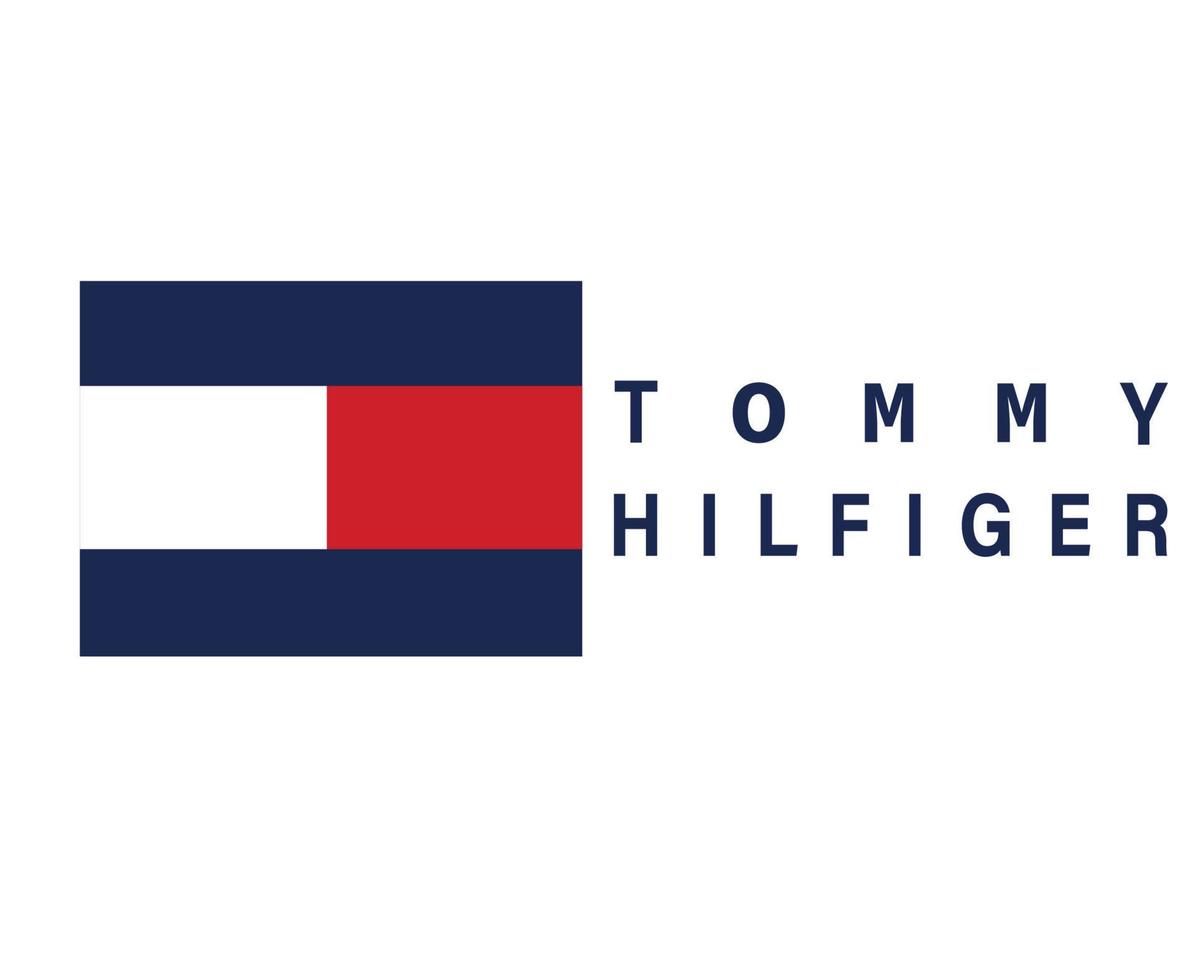 tommy hilfiger ropa logotipo símbolo rojo y azul con nombre diseño icono abstracto fútbol vector ilustración con fondo blanco