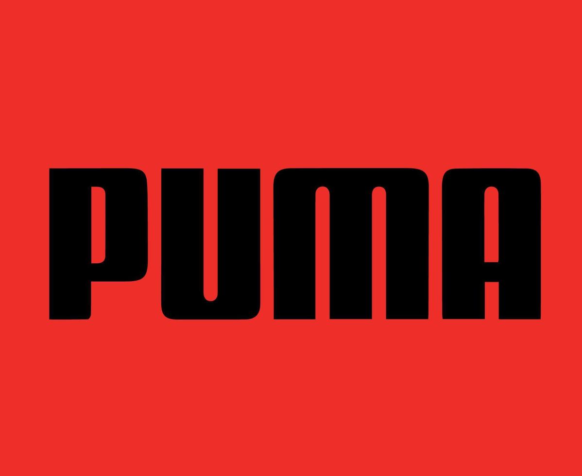 logotipo de puma nombre símbolo negro icono de diseño de ropa ilustración de vector de fútbol abstracto con fondo rojo