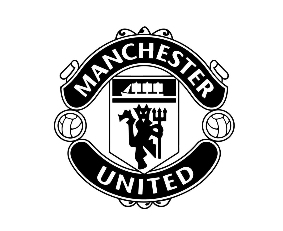 manchester united football club logo símbolo blanco y negro diseño inglaterra fútbol vector países europeos equipos de fútbol ilustración