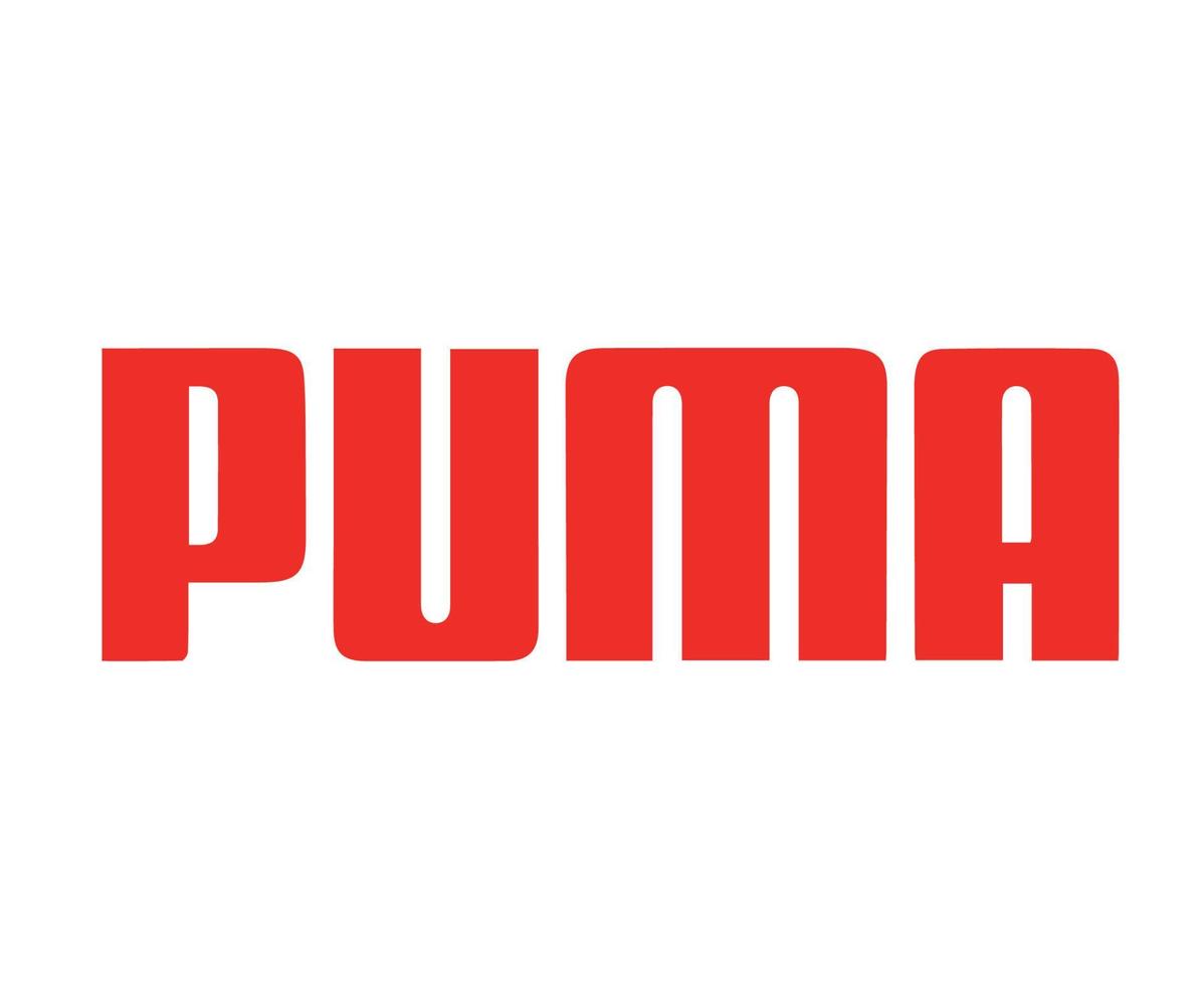 puma logo nombre rojo símbolo ropa diseño icono abstracto fútbol vector ilustración con fondo blanco