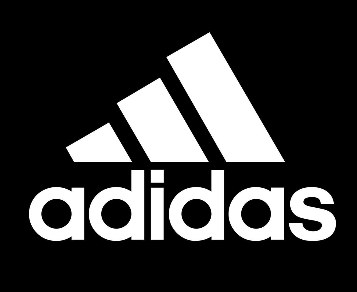 logotipo de adidas símbolo blanco con nombre icono de diseño de ropa ilustración de vector de fútbol abstracto con fondo negro