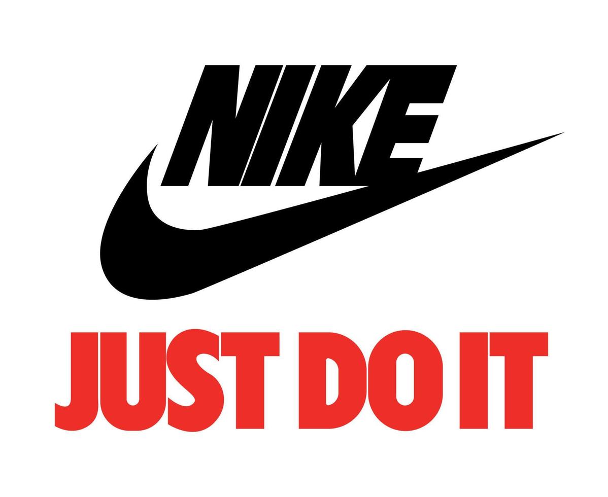 Nike Logo Black And Just Do It Symbol Red With Name Clothes Design Icon ...