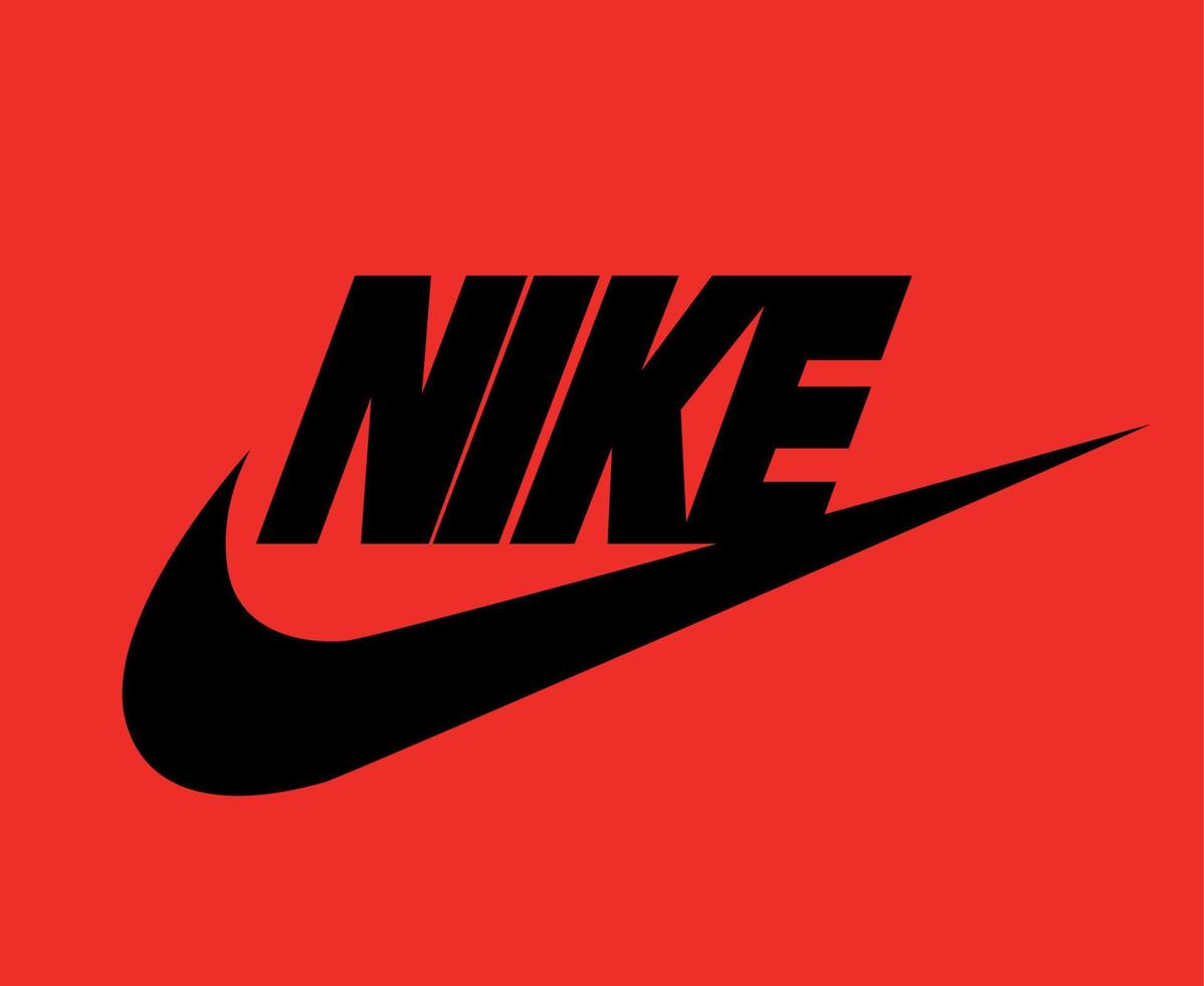 logotipo de nike negro con nombre icono de diseño de ropa ilustración de vector de fútbol abstracto con fondo rojo