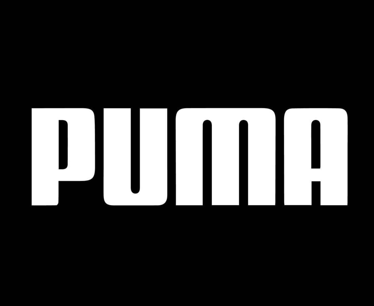 puma logo nombre blanco símbolo ropa diseño icono abstracto fútbol vector ilustración con fondo negro