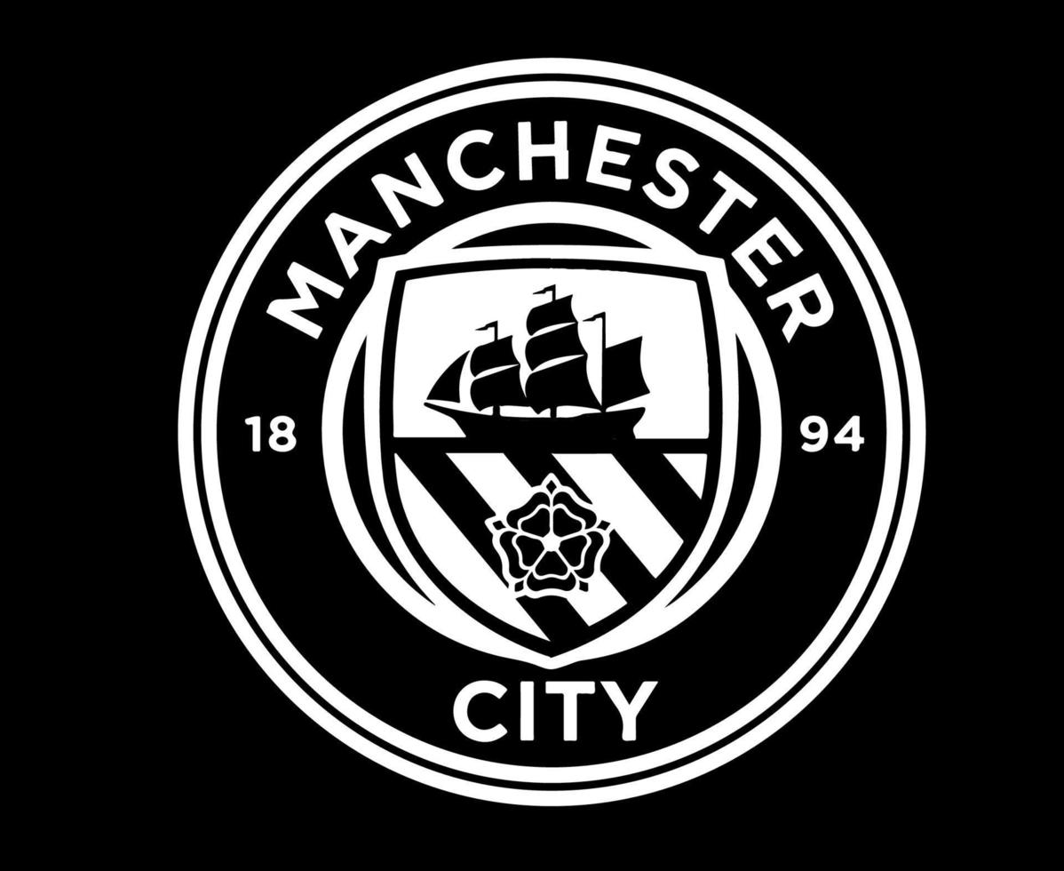 Manchester City Football Club Logo Symbol White And Black Design England  football Vector European Countries Football Teams Illustration 10994443  Vector Art at Vecteezy