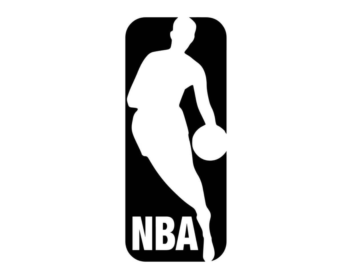 NBA Logo Symbol White And Black Design America basketball Vector American Countries basketball Teams Illustration