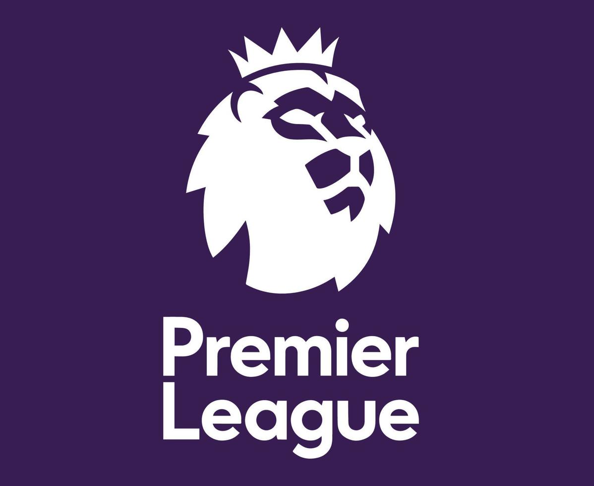Premier League Logo Symbol With Name White Design England football Vector European Countries Football Teams Illustration With Purple Background