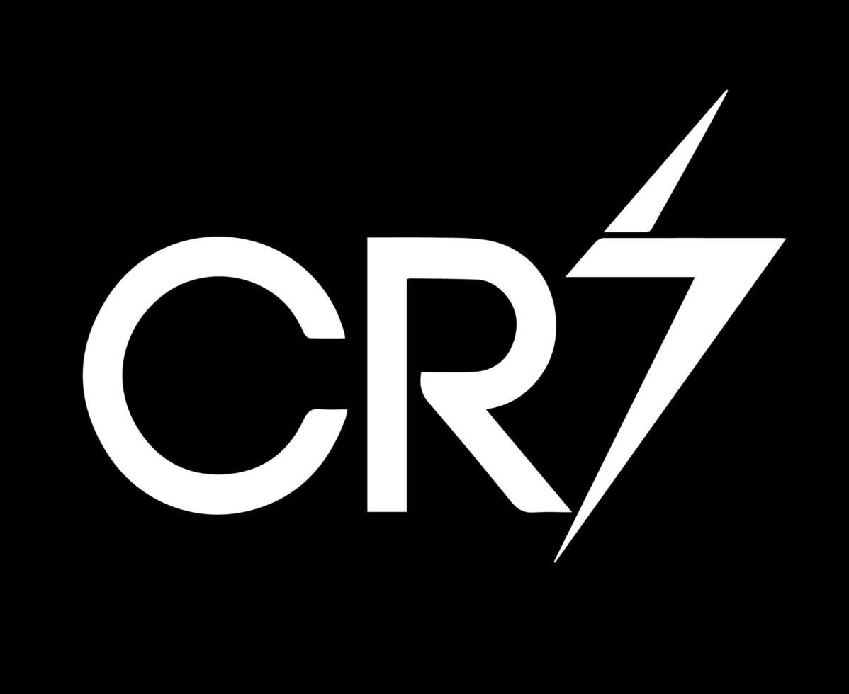 CR7 Symbol Logo White Clothes Design Icon Abstract football Vector Illustration With Black Background
