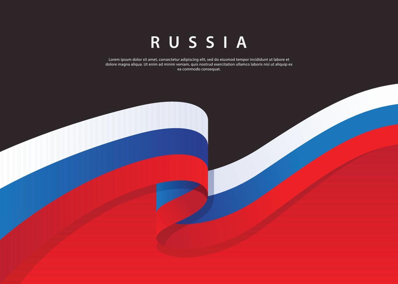 bandera de rusia fluyendo. bandera de rusia sobre fondo negro. plantilla de ilustración vectorial vector