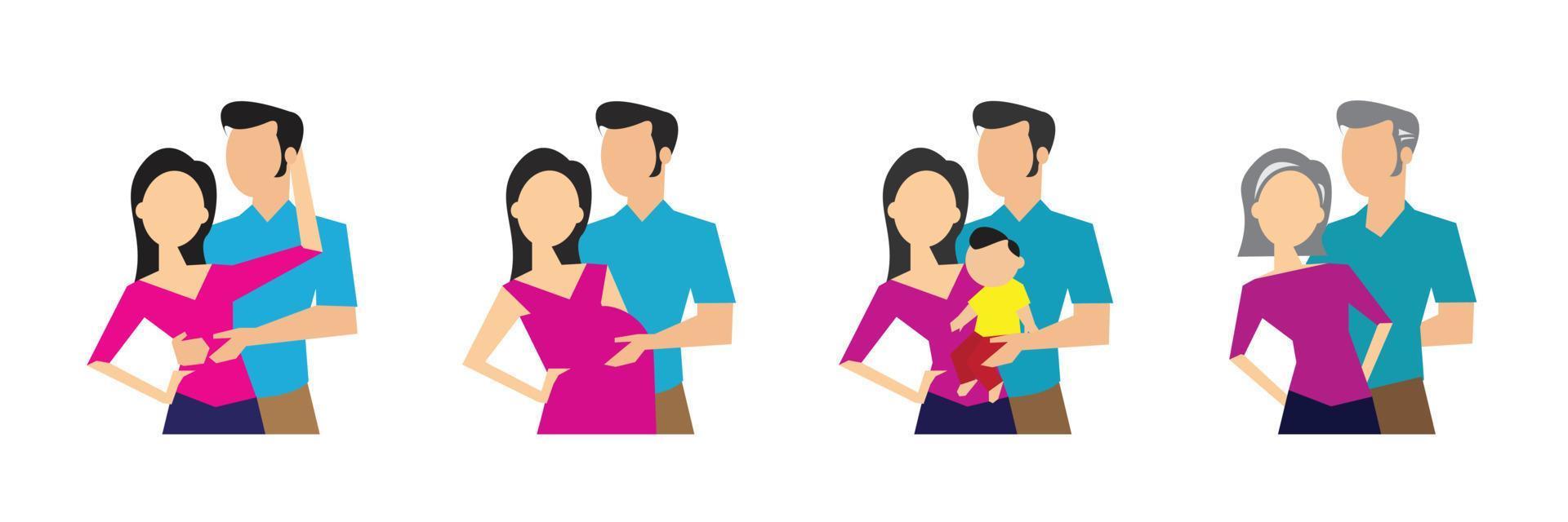 etapas de desarrollo de la generación familiar. ilustración vectorial vector