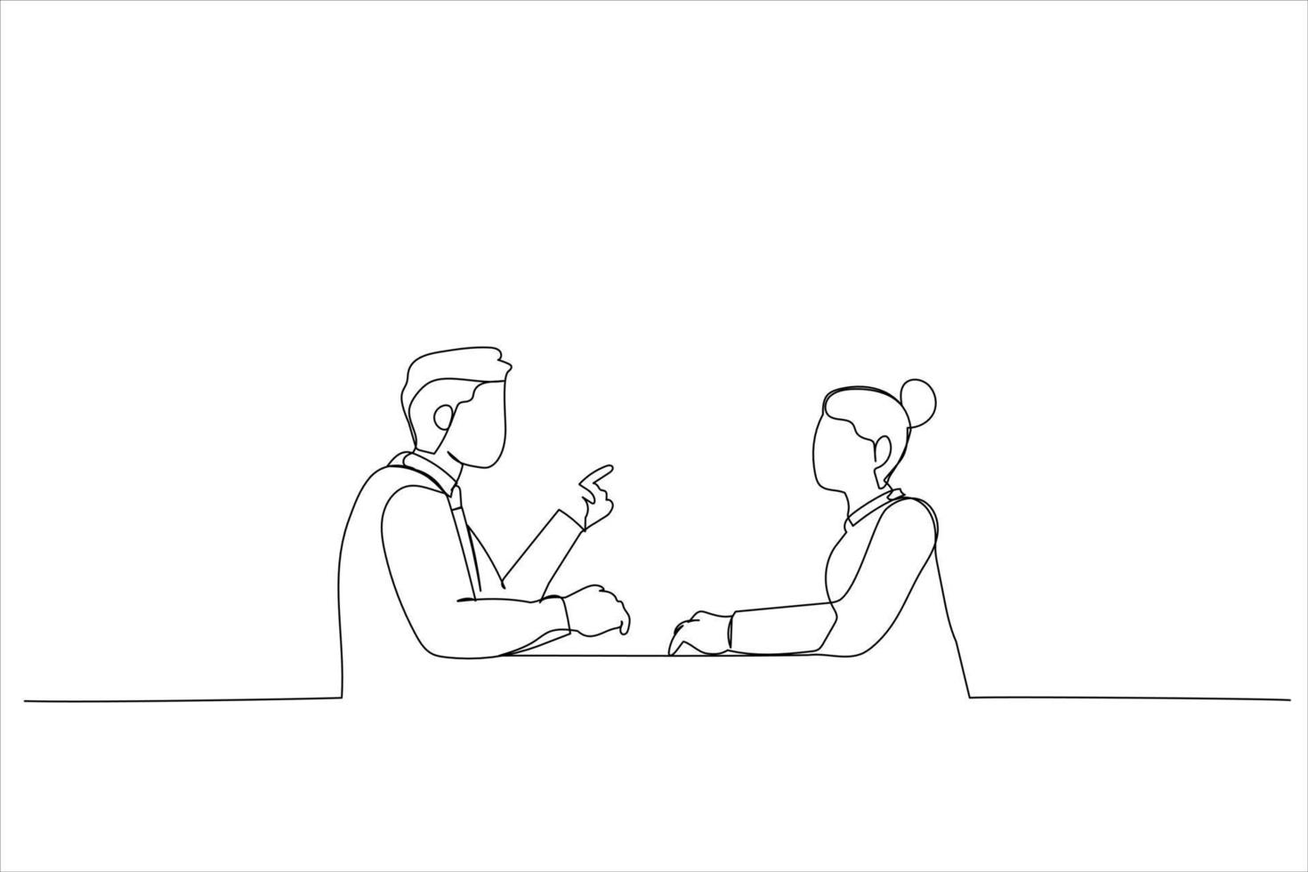 Drawing of hr specialist manager, employer, boss listening candidate at