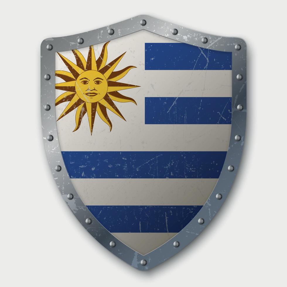 viejo escudo con bandera vector