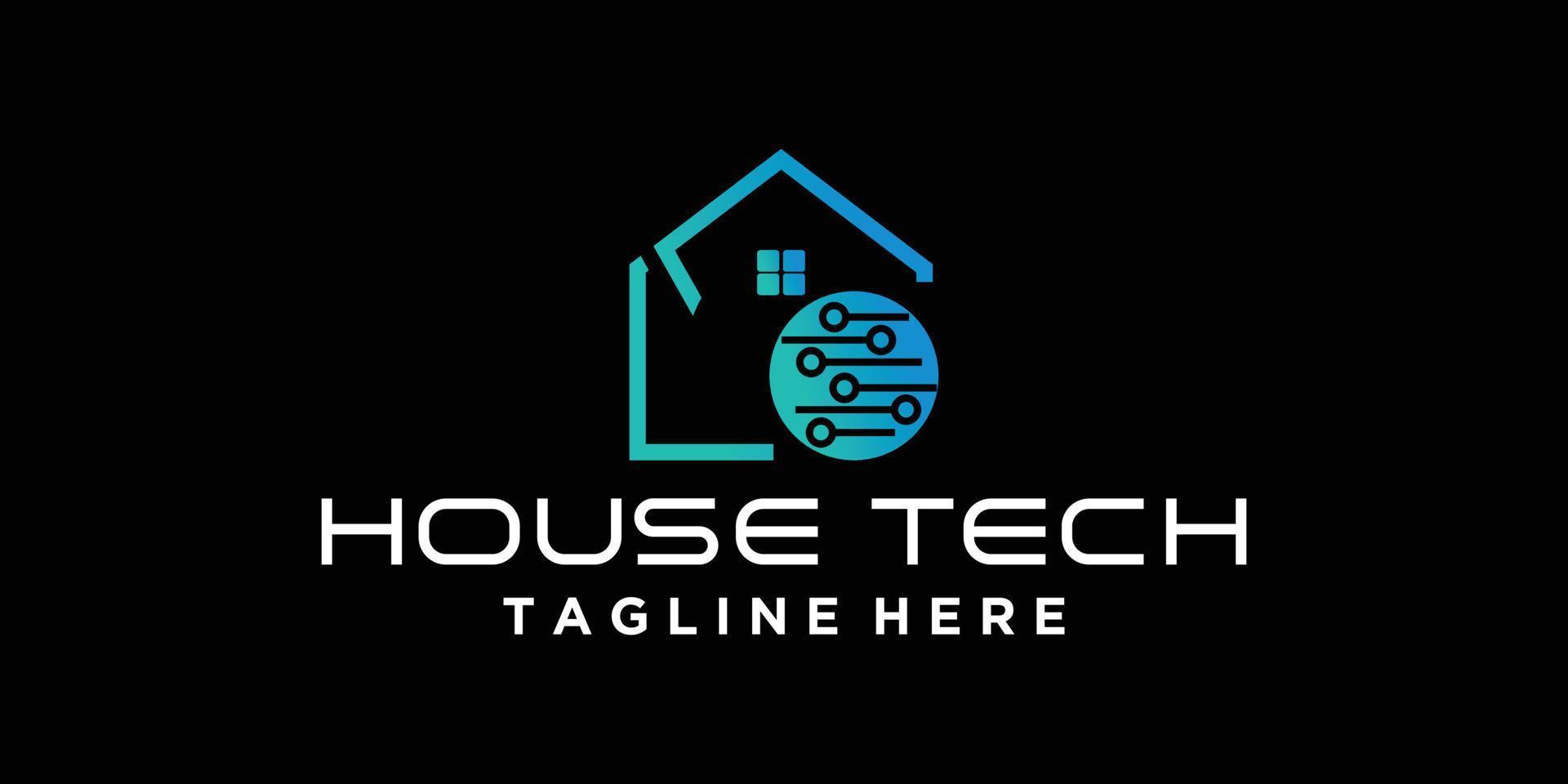 Smart house icon logo design digital electronics chip control home logotype concept icon Premium Vector