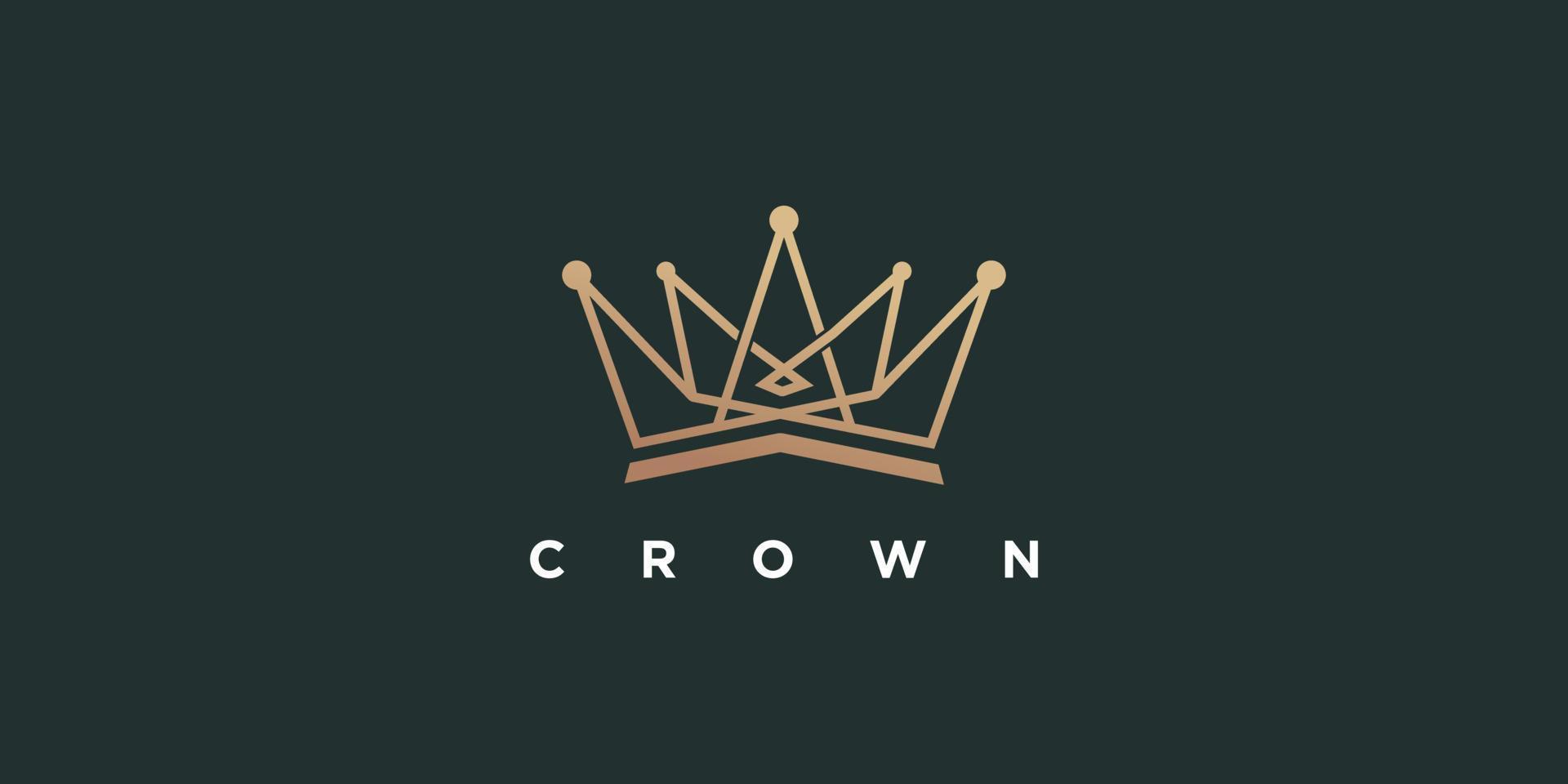 diseño de logotipo de corona con vector premium de estilo de arte de línea moderna