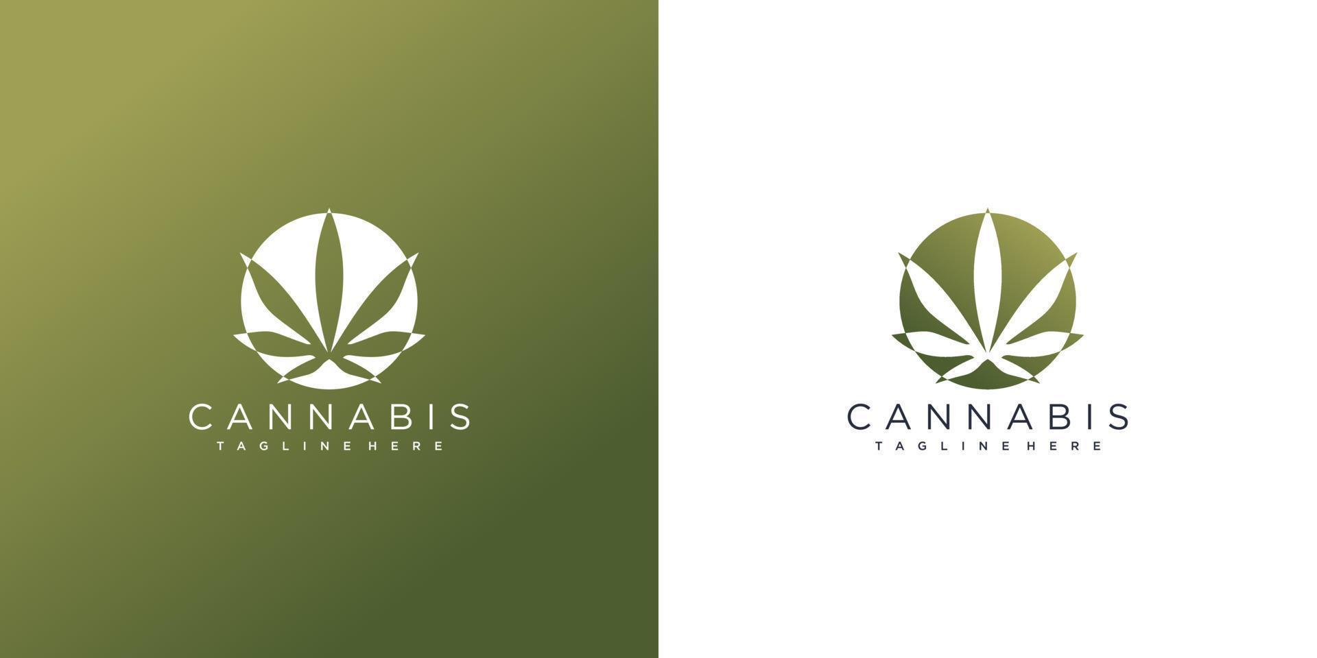 Cannabis logo with creative concept Premium Vector