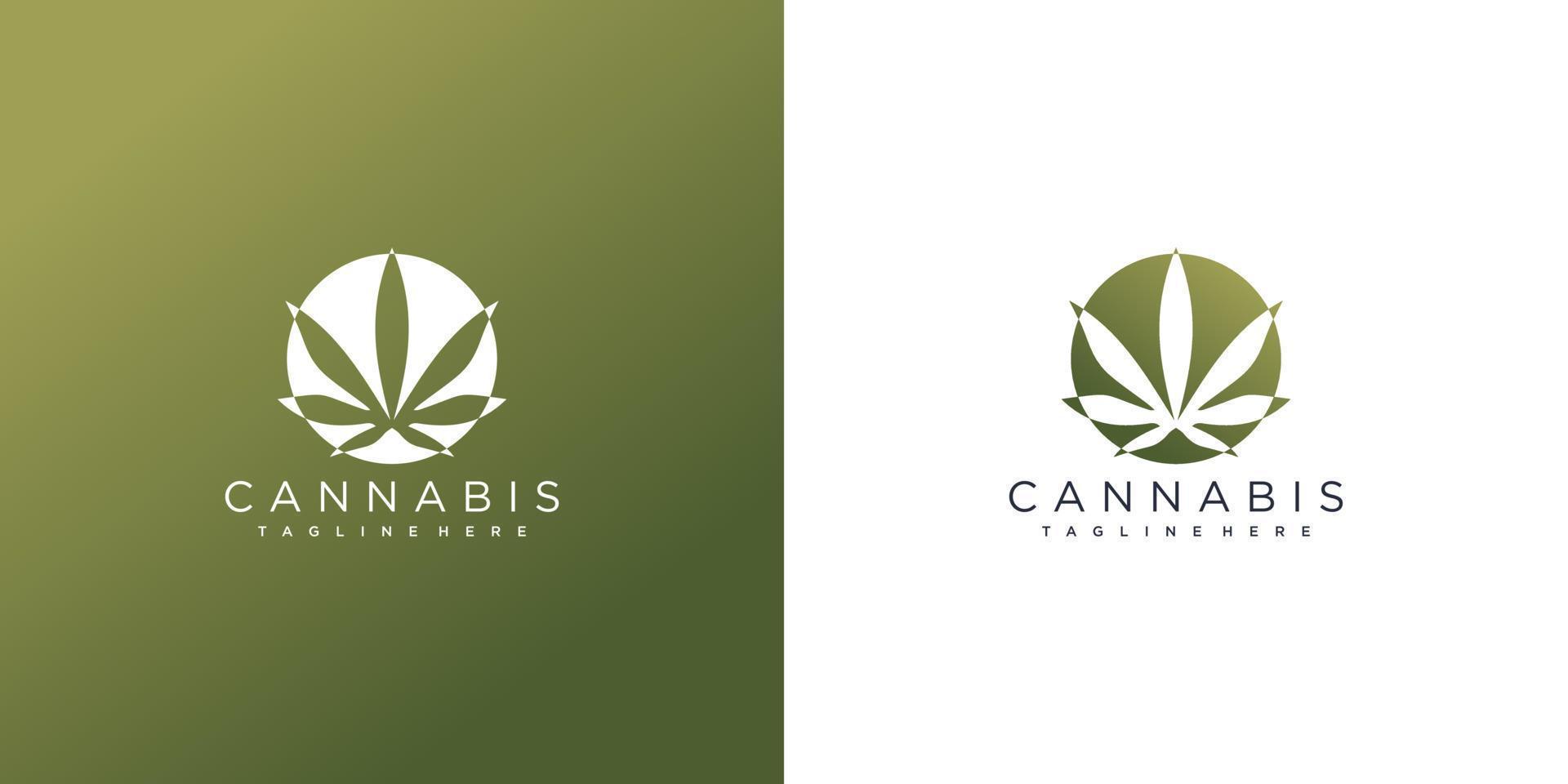 logotipo de cannabis con vector premium de concepto creativo