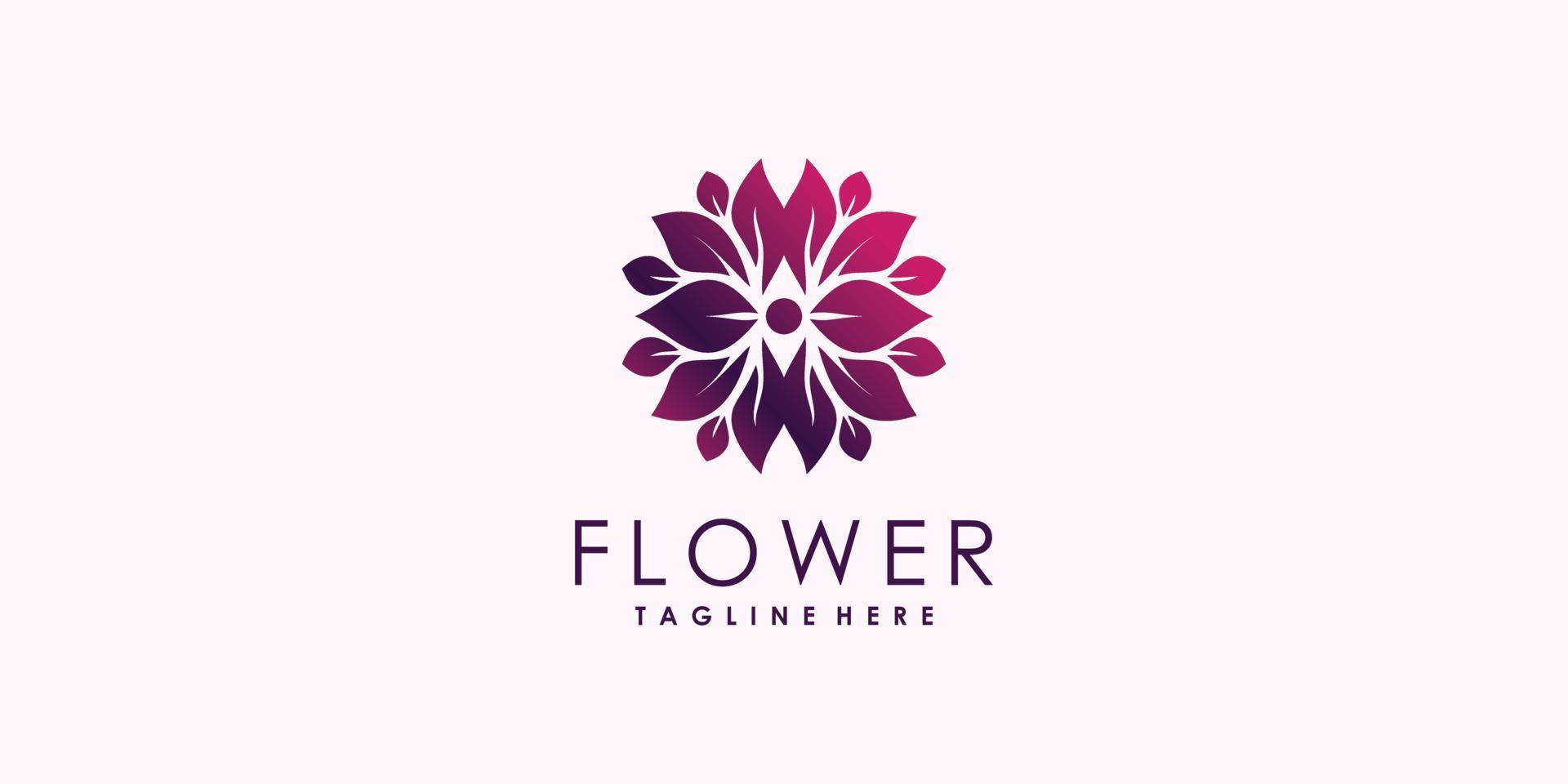 diseño de logotipo de flor con vector premium de concepto creativo