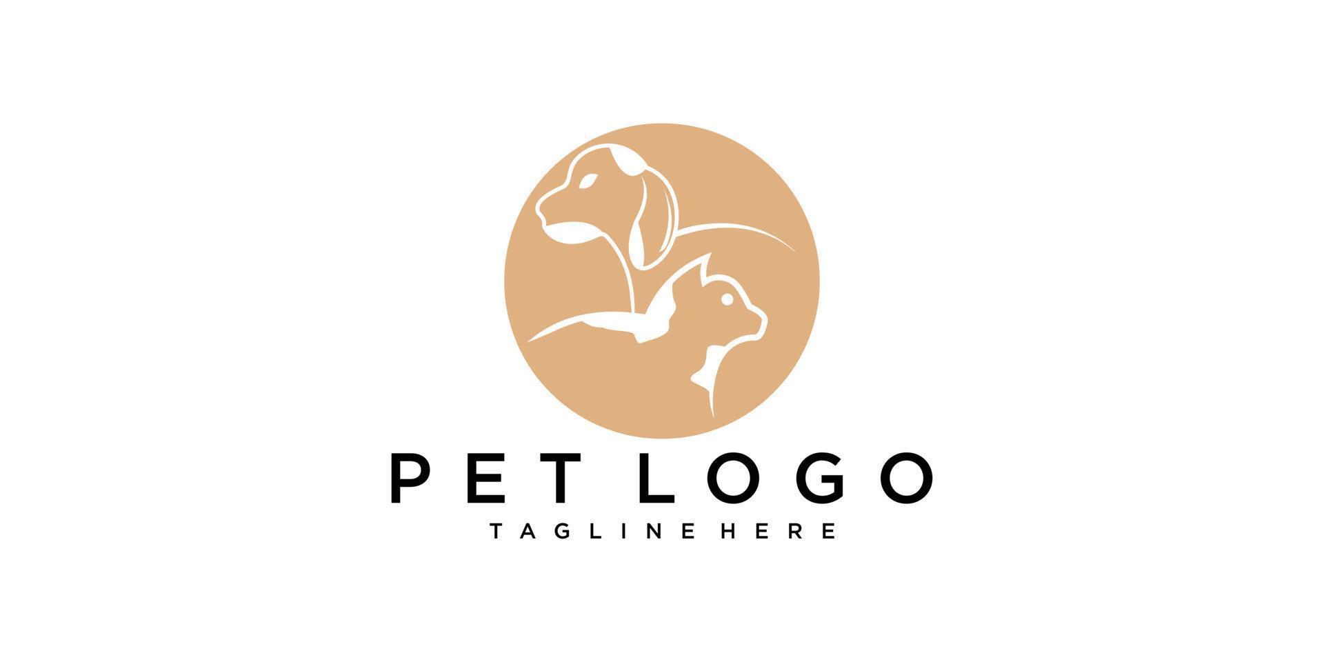 Pet logo design vector template cat and dog Premium vector