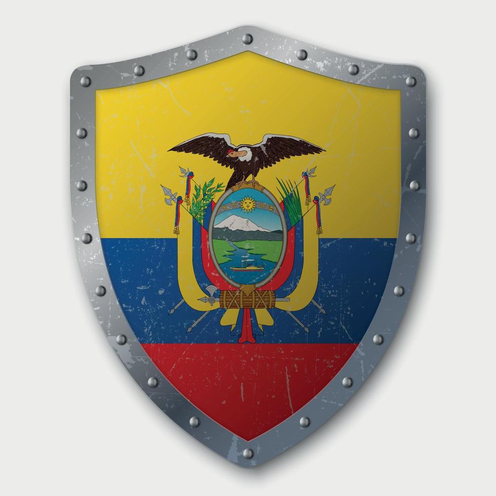 viejo escudo con bandera vector