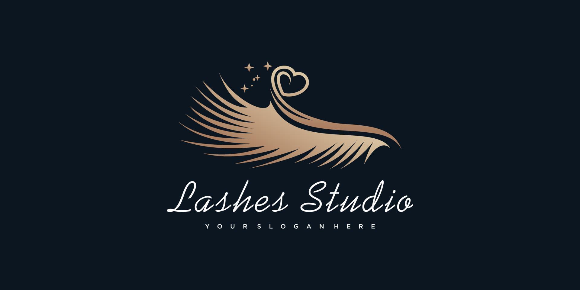 Eyelashes logo design idea with creative style premium vector