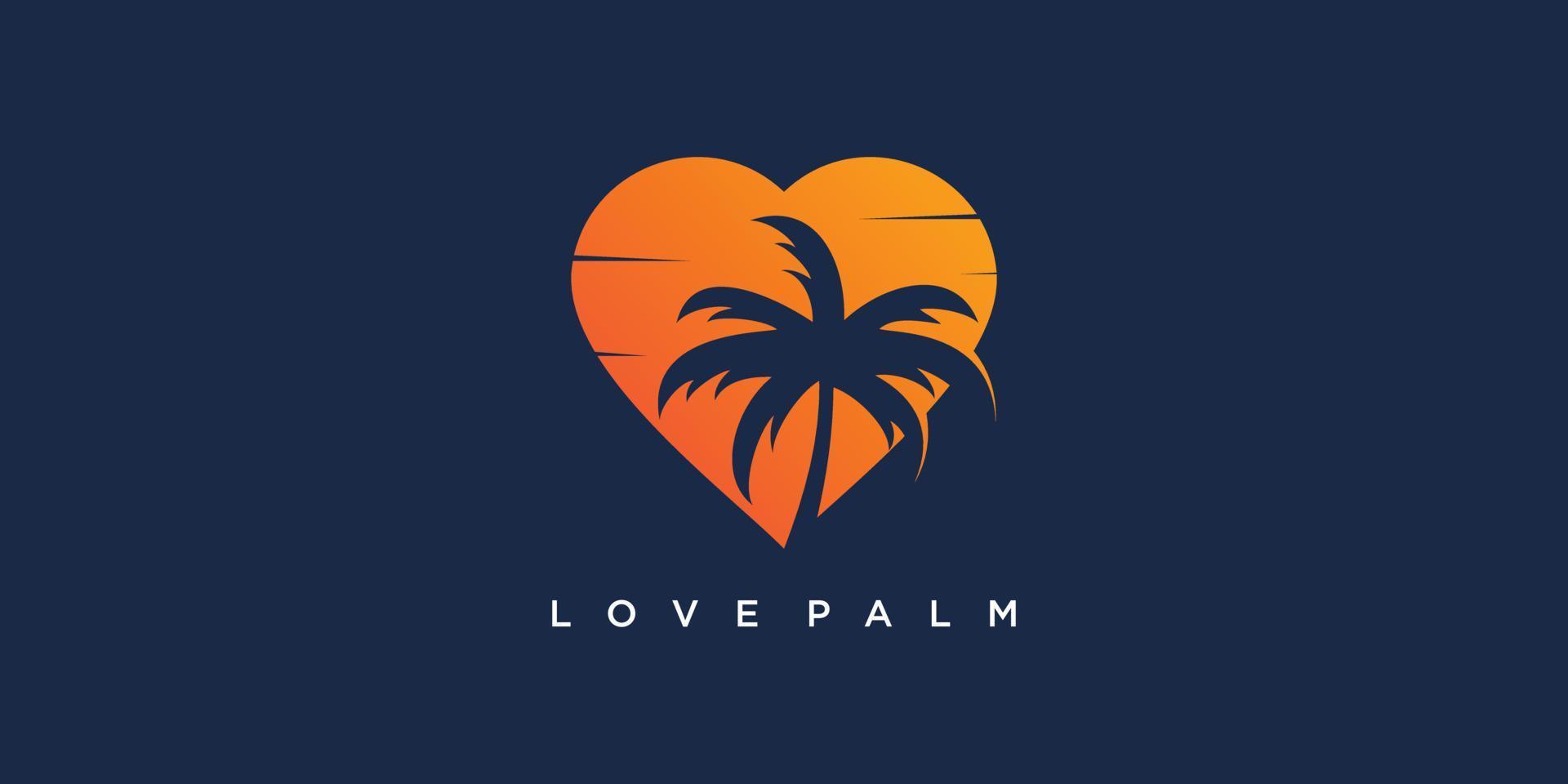 Palm logo design with creative love concept Premium Vector