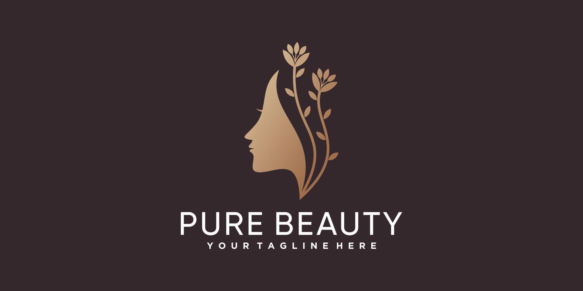 Pure beauty icon logo template for woman Premium Vector