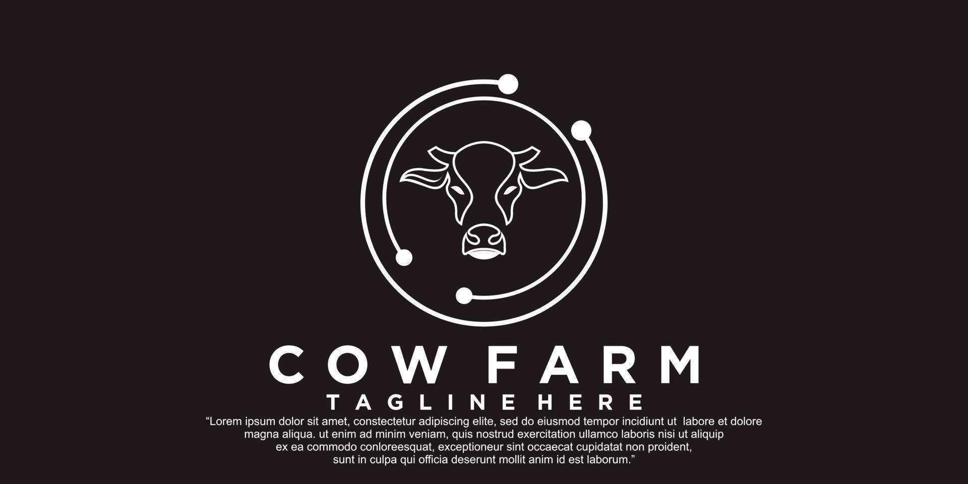 ilustración de vector de diseño de logotipo de icono de granja de vaca vector premium