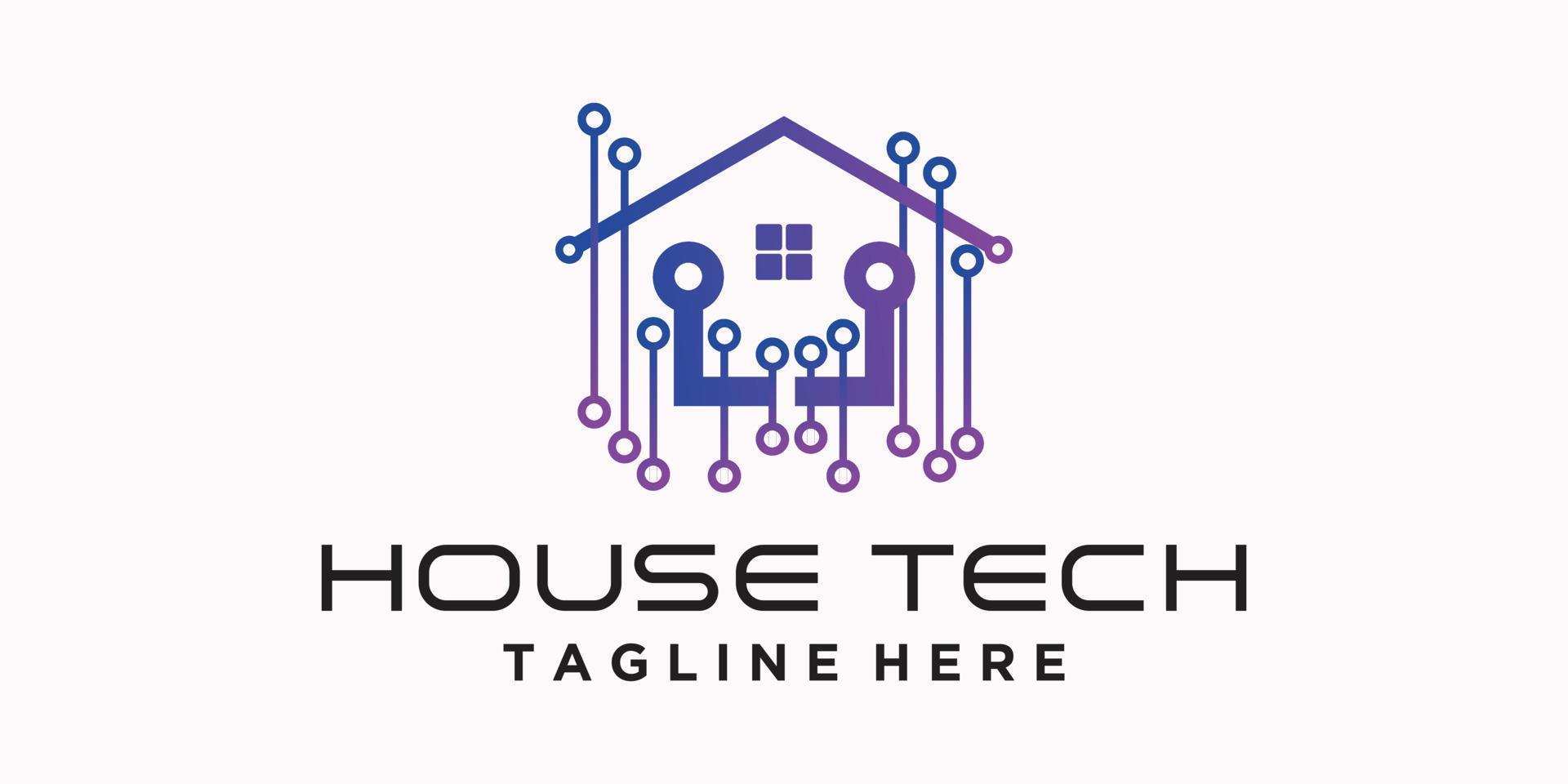 Smart house icon logo design digital electronics chip control home logotype concept icon Premium Vector