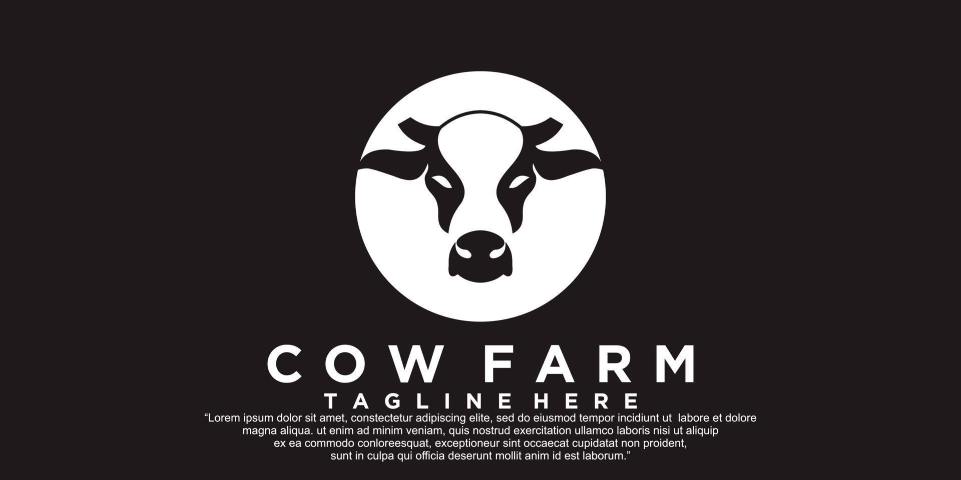 ilustración de vector de diseño de logotipo de icono de granja de vaca vector premium