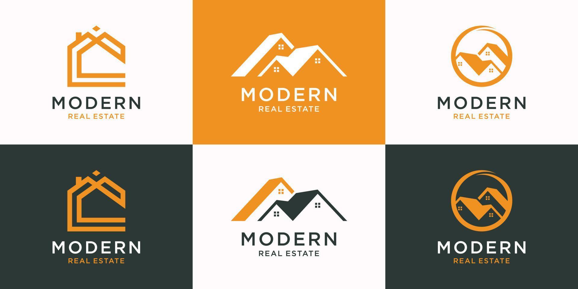 Real estate logo design with creative concept Premium Vector