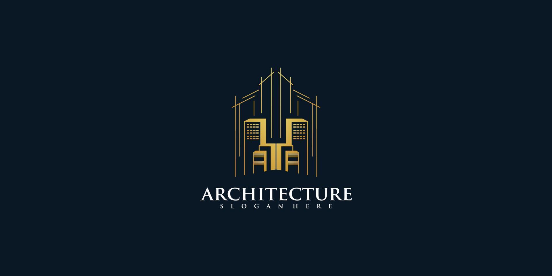 Architecture real estate logo elegant simple line art Premium Vector