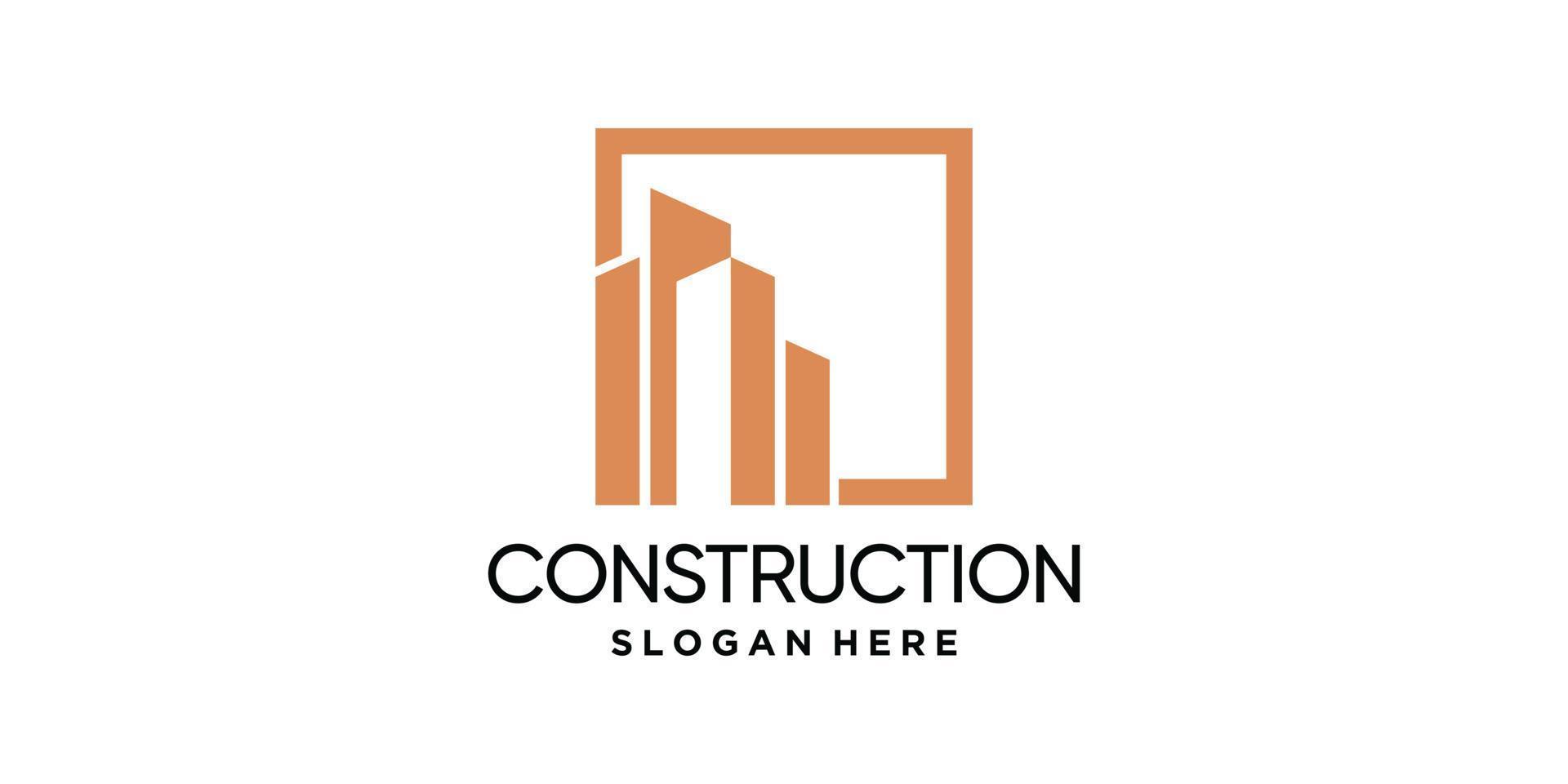 Construction logo design template with square concept vector