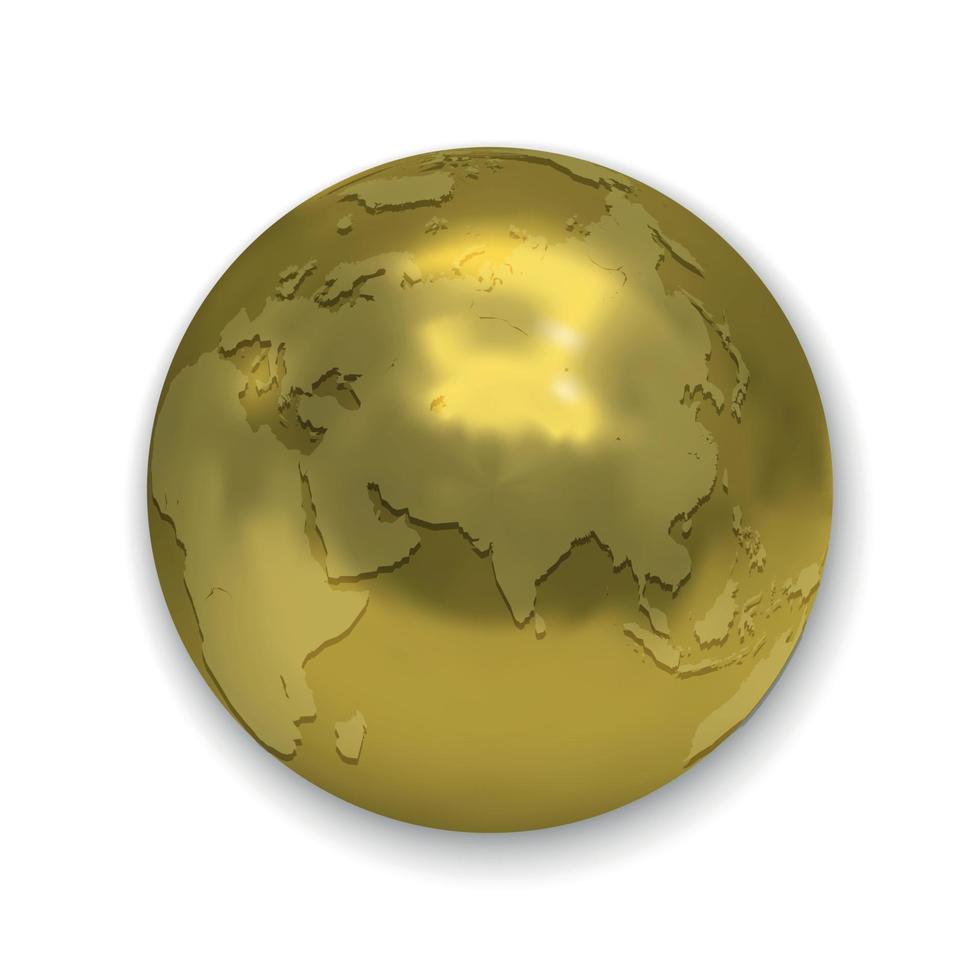 Golden Earth globe icon vector