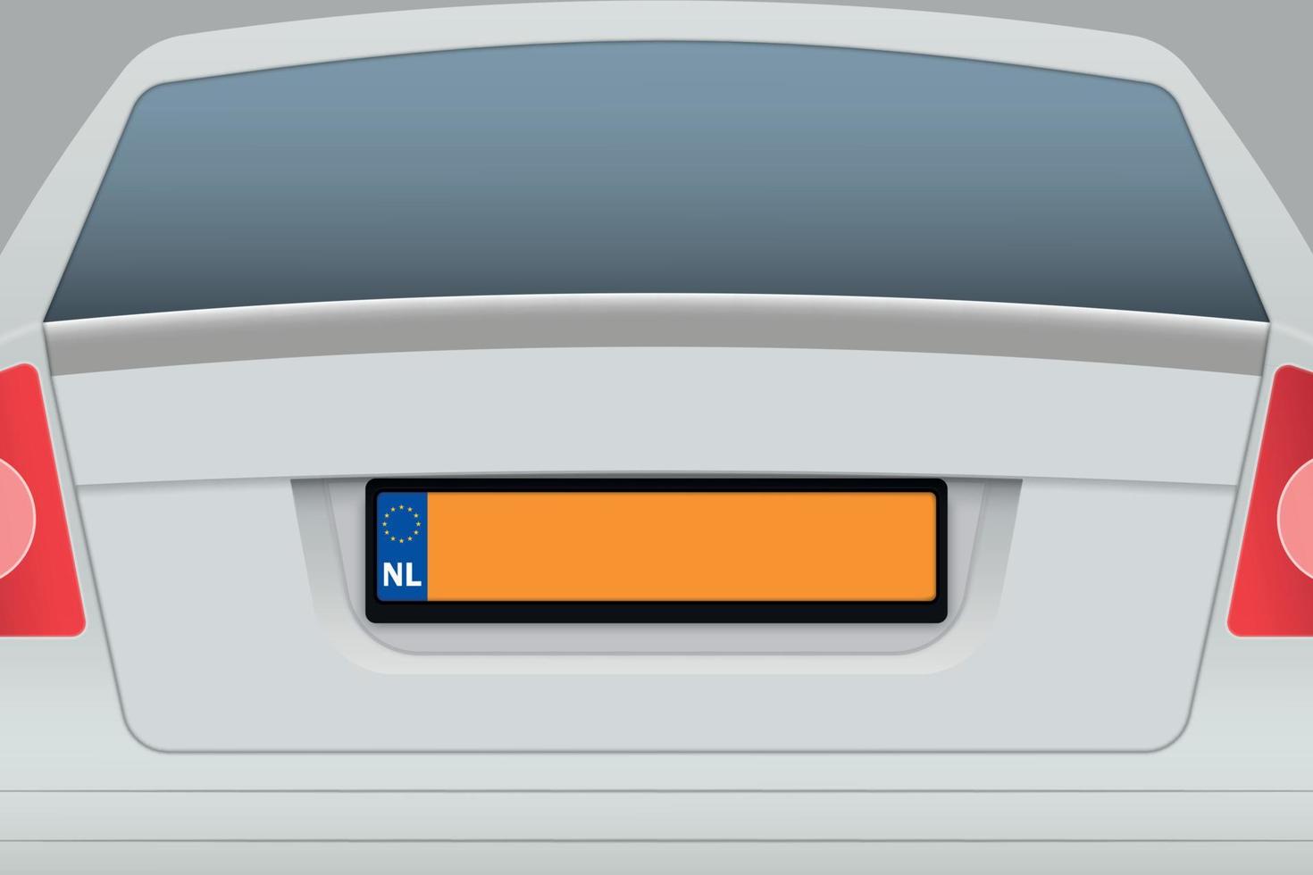 Car Back View with number plate. vector