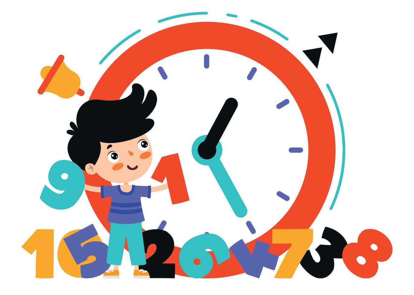 Time Concept Drawing With Flat Objects vector