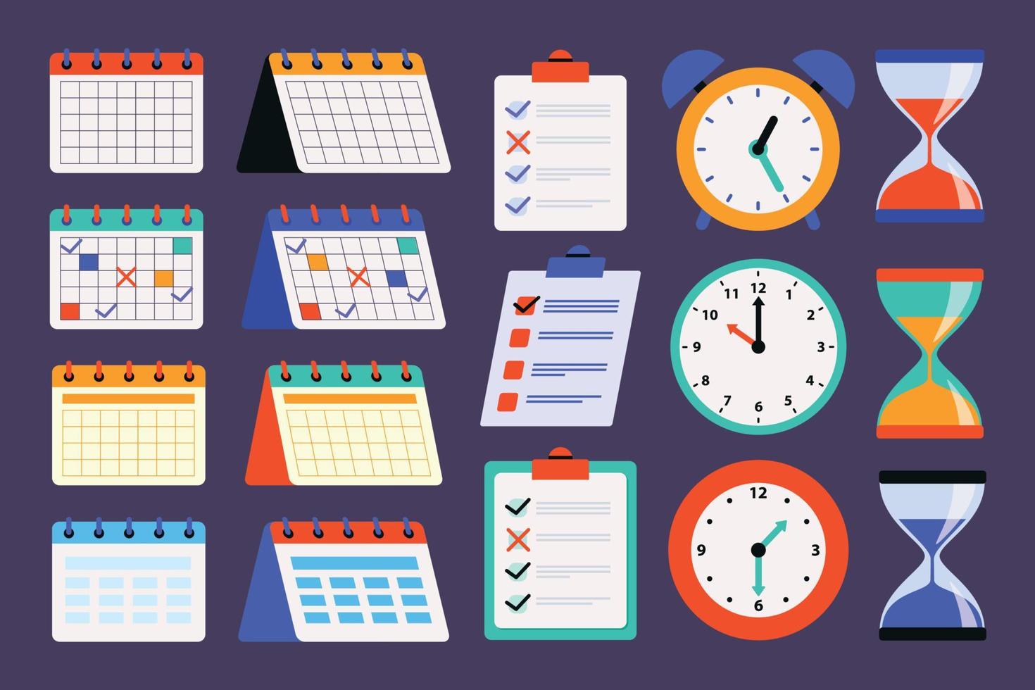 Time Concept Drawing With Flat Objects vector