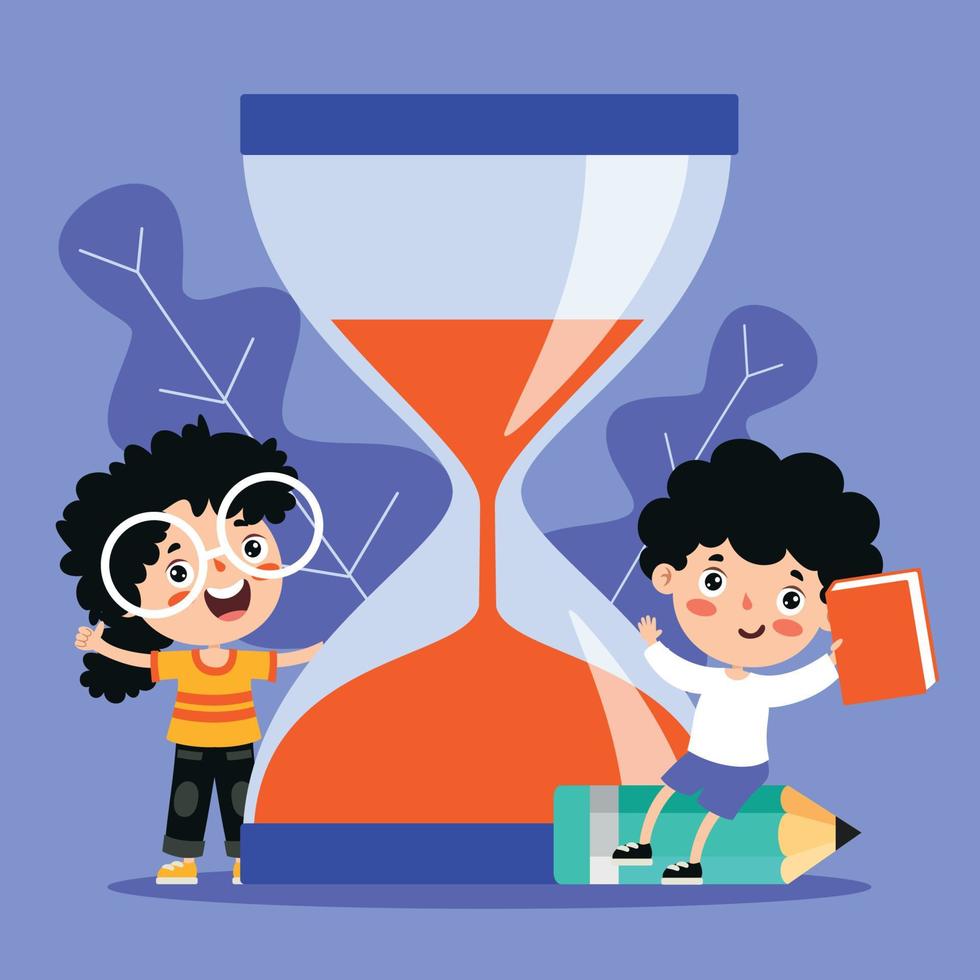 Time Concept Drawing With Flat Objects vector