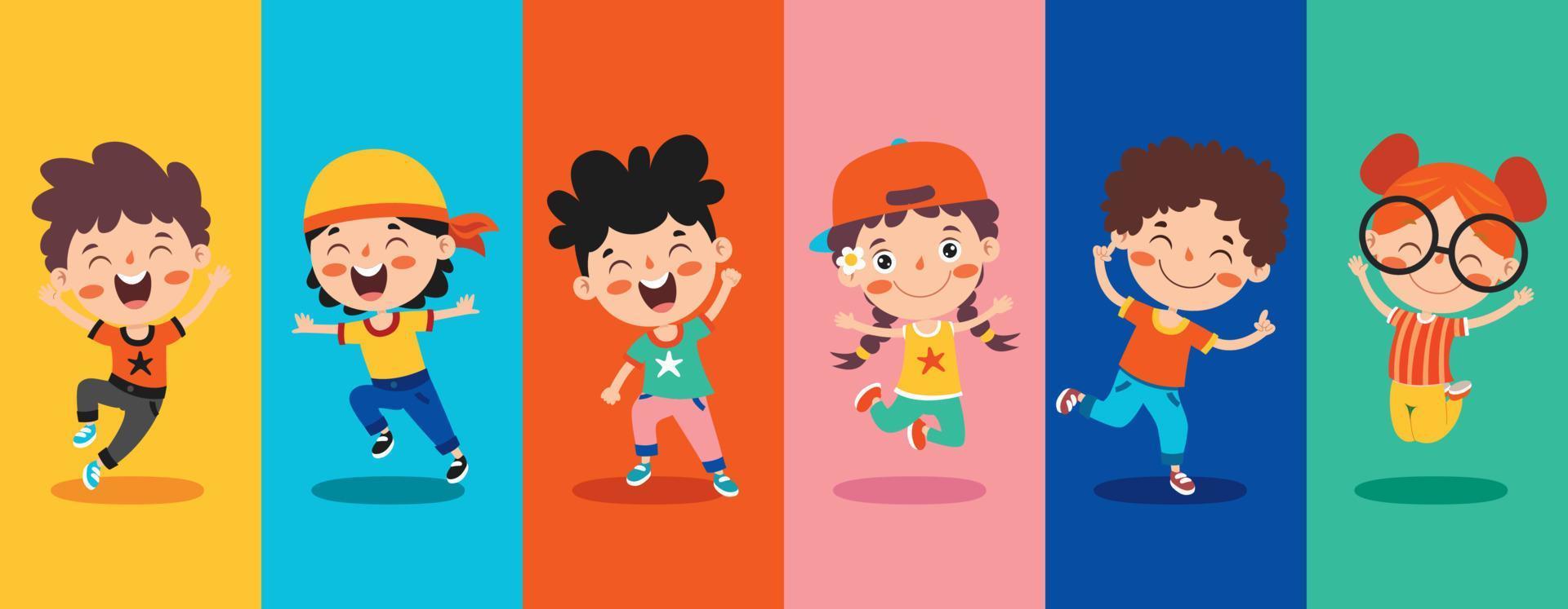 Group Of Cartoon Children Playing vector