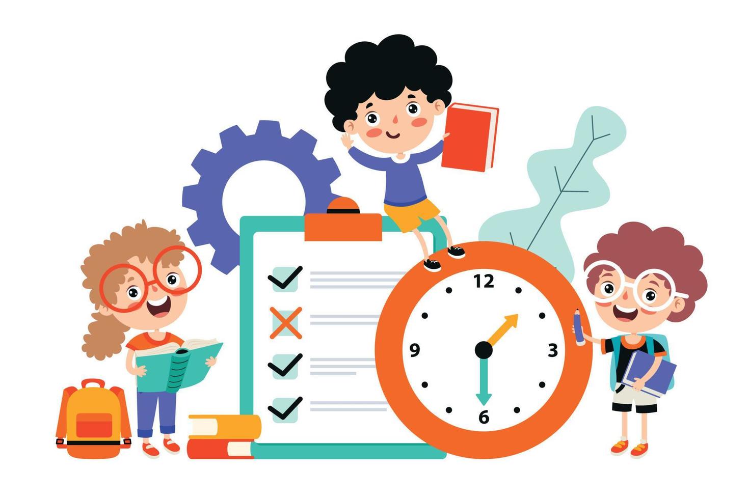 Time Concept Drawing With Flat Objects vector