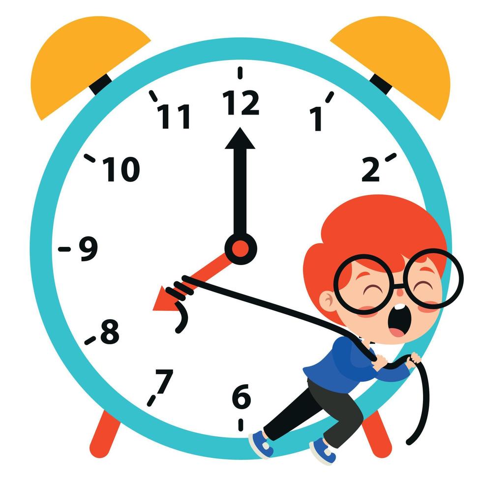 Time Concept Drawing With Flat Objects vector