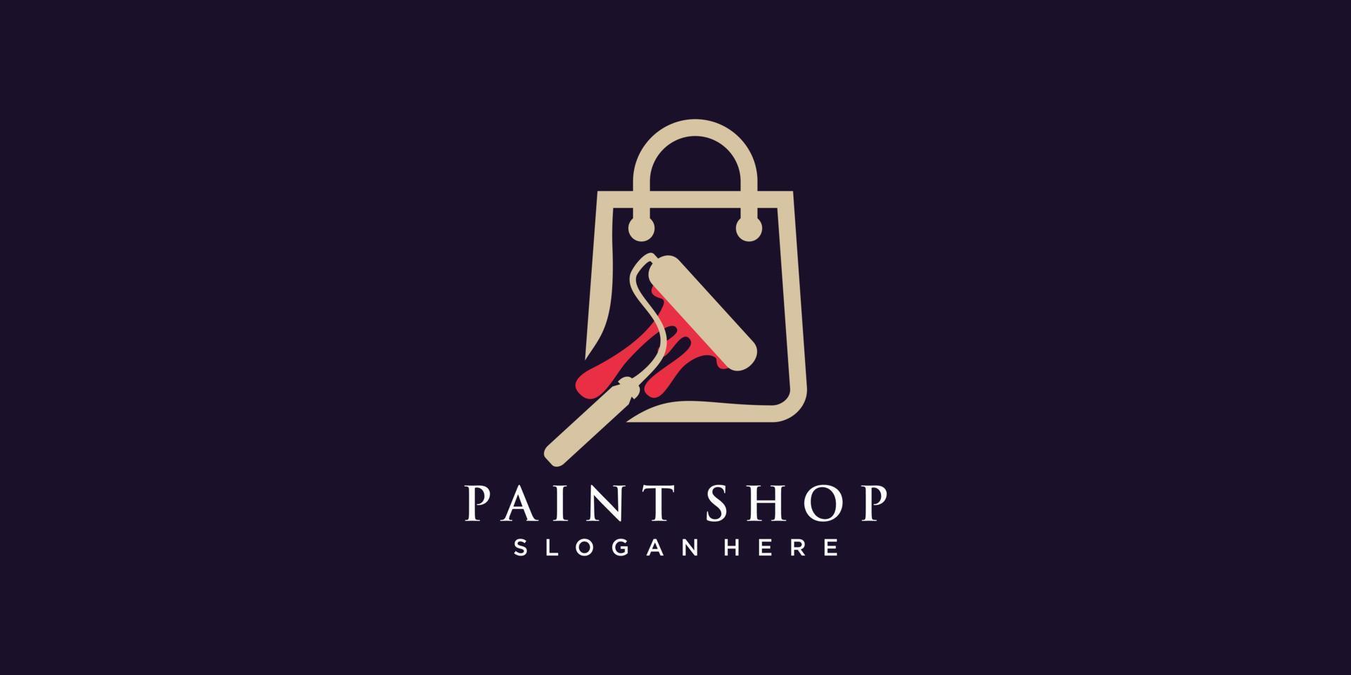 Paint shop logo with modern  style and unique design template Premium Vector