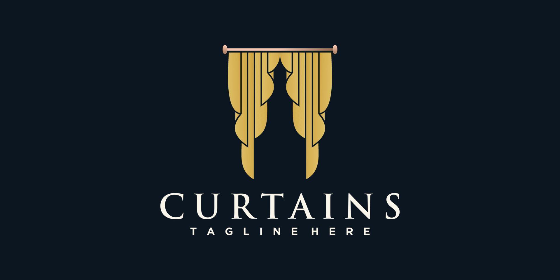 Curtain fabric logo design template inspiration simple and unique Premium Vector