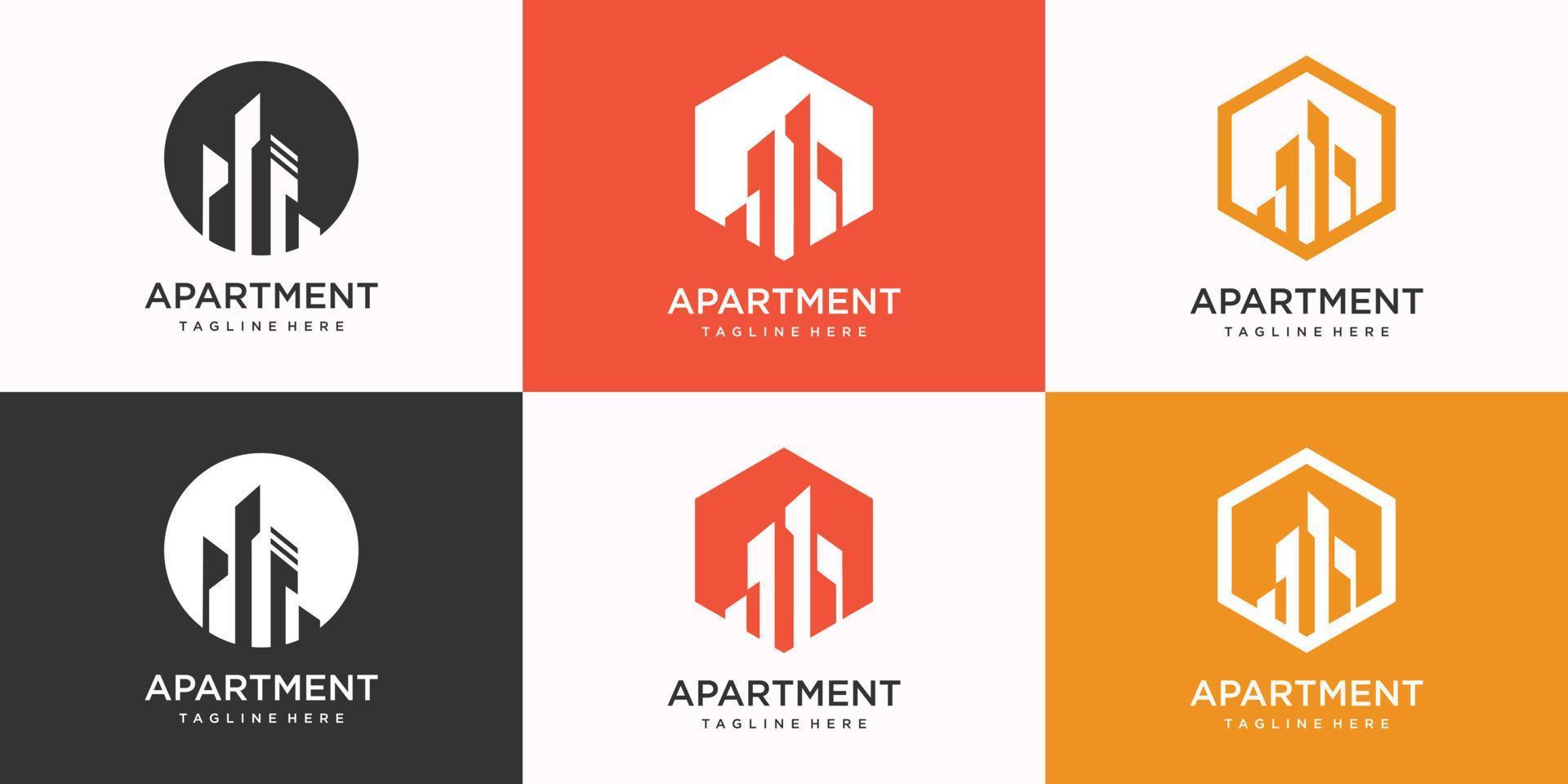 Building logo design with modern creative style Premium Vector