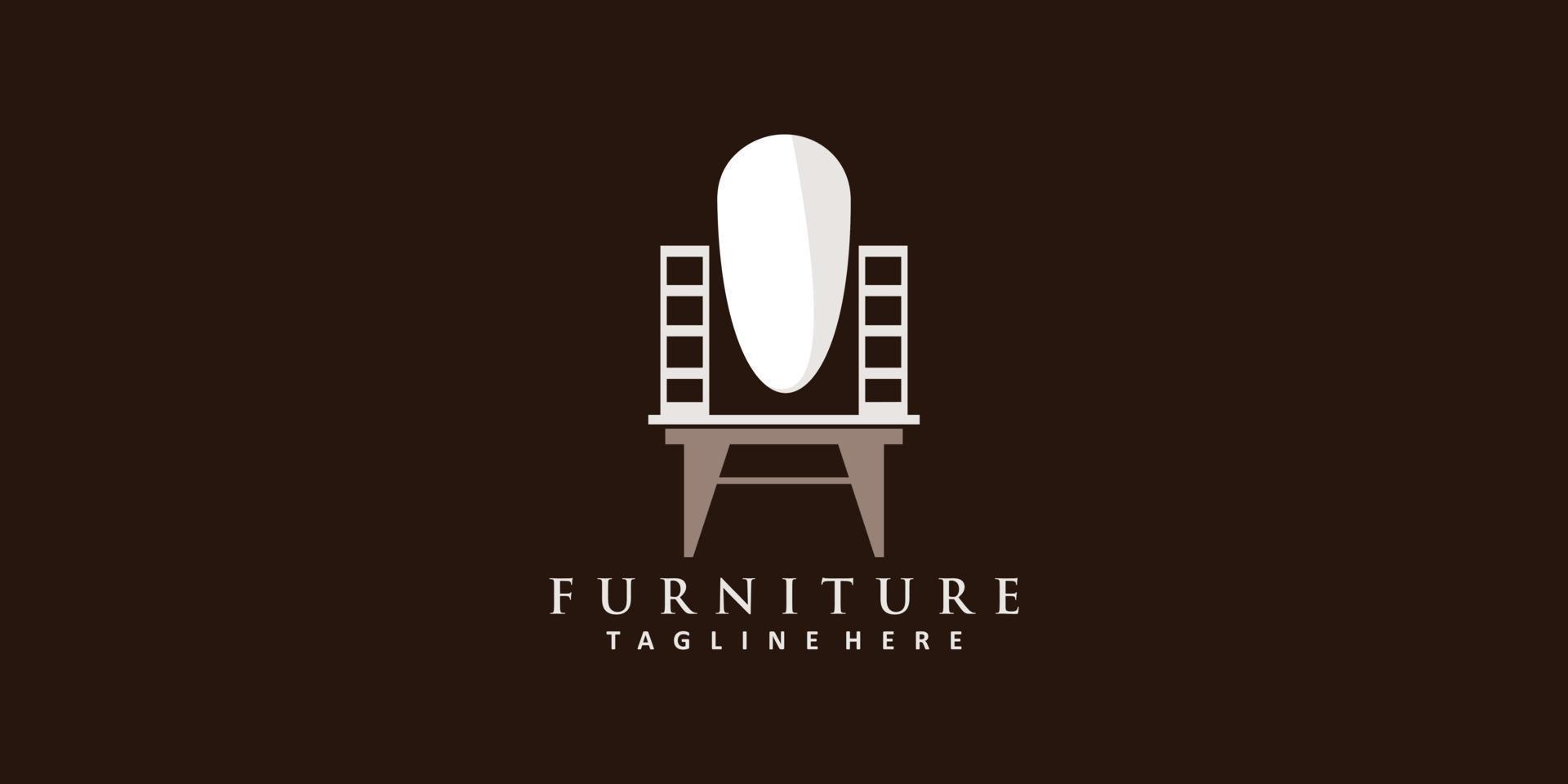 diseño de logotipo de muebles minimalistas con vector premium de concepto simple