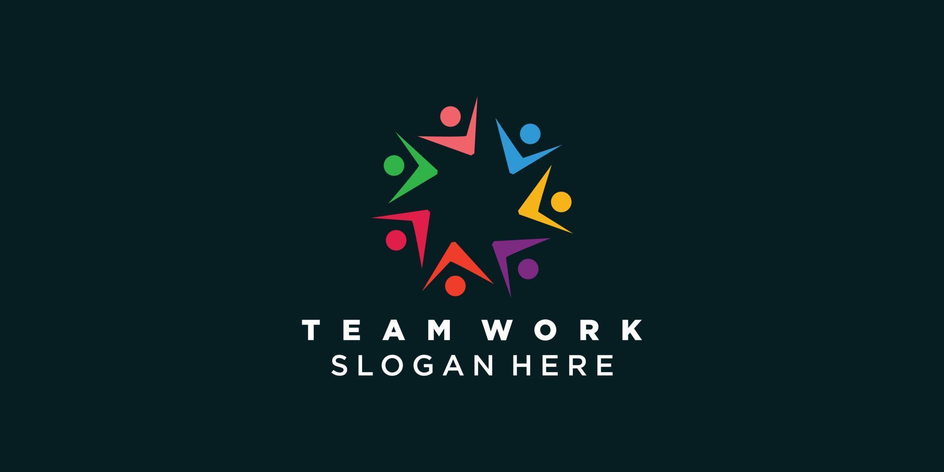 Team work logo icon with modern abstract concept Premium Vector