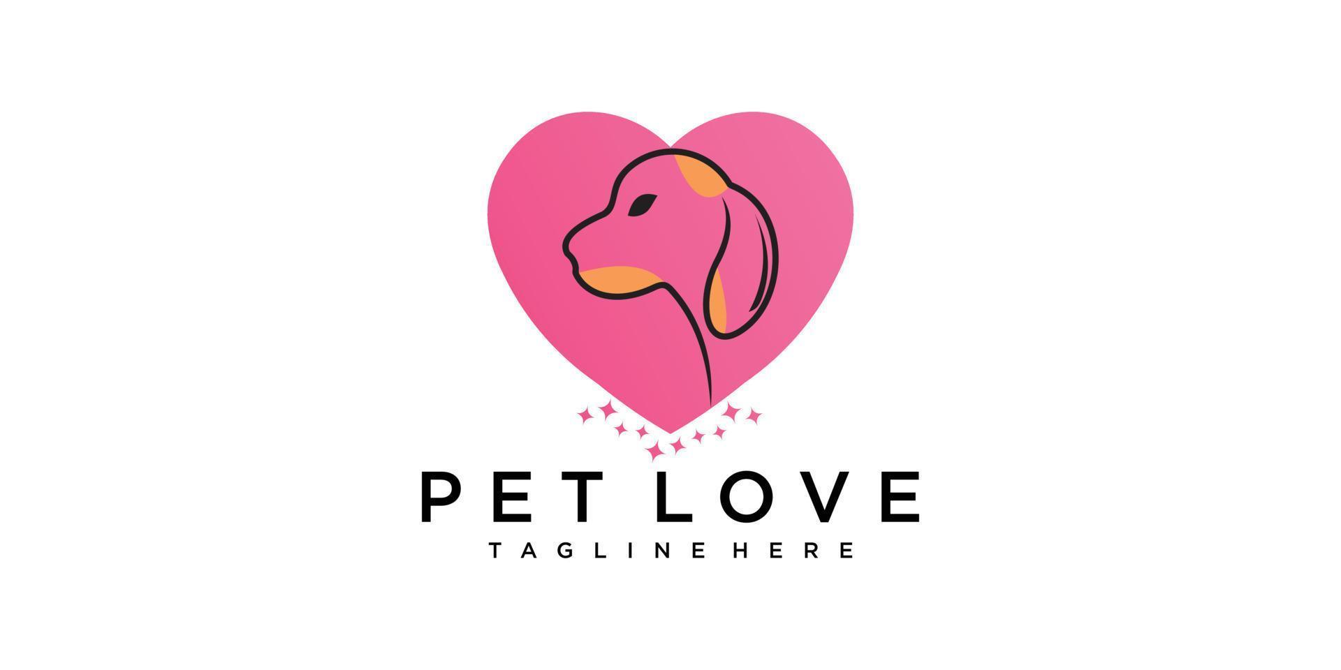 Pet love  logo design with love unique Premium vector