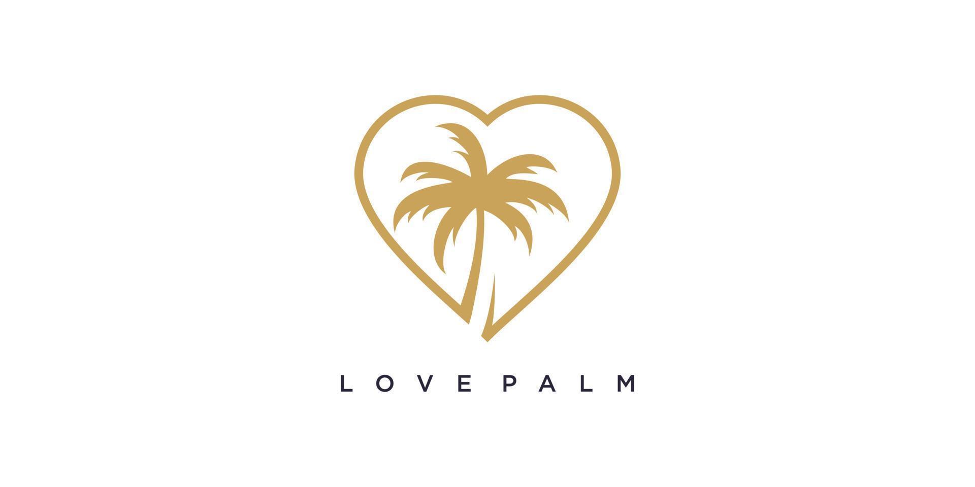 diseño de logotipo de palma con concepto de amor creativo vector premium