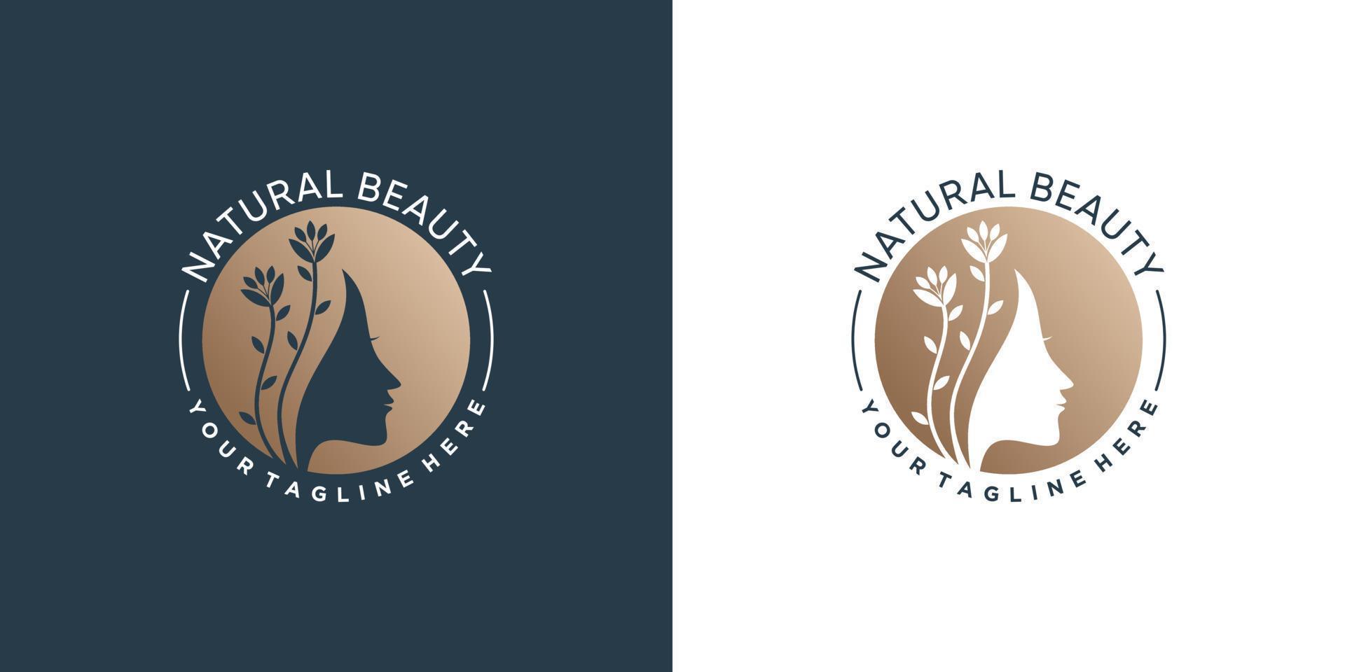 Natural beauty icon logo template for woman Premium Vector