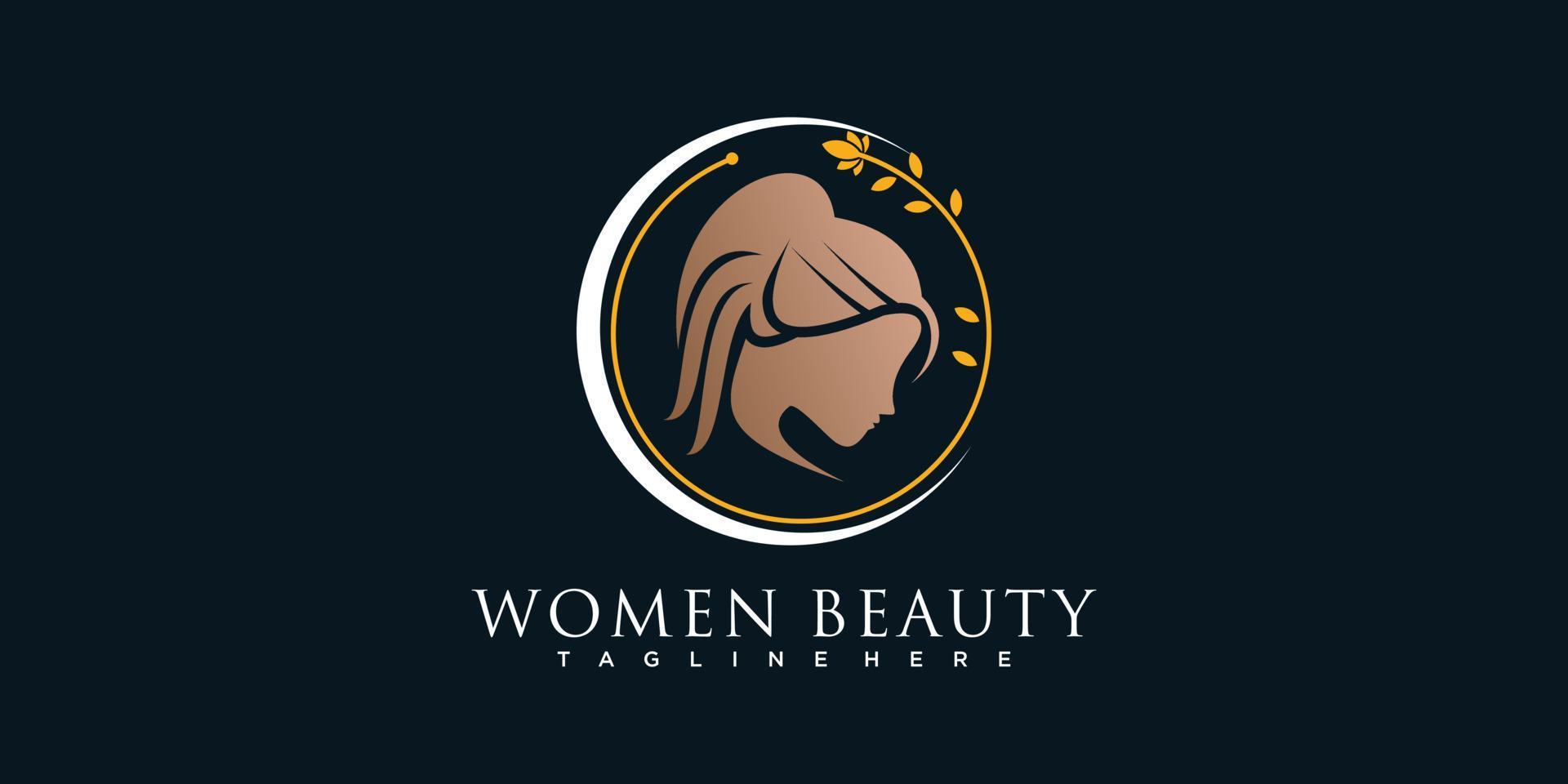 logotipo de mujer con concepto de gradiente de belleza y vector premium de negocios